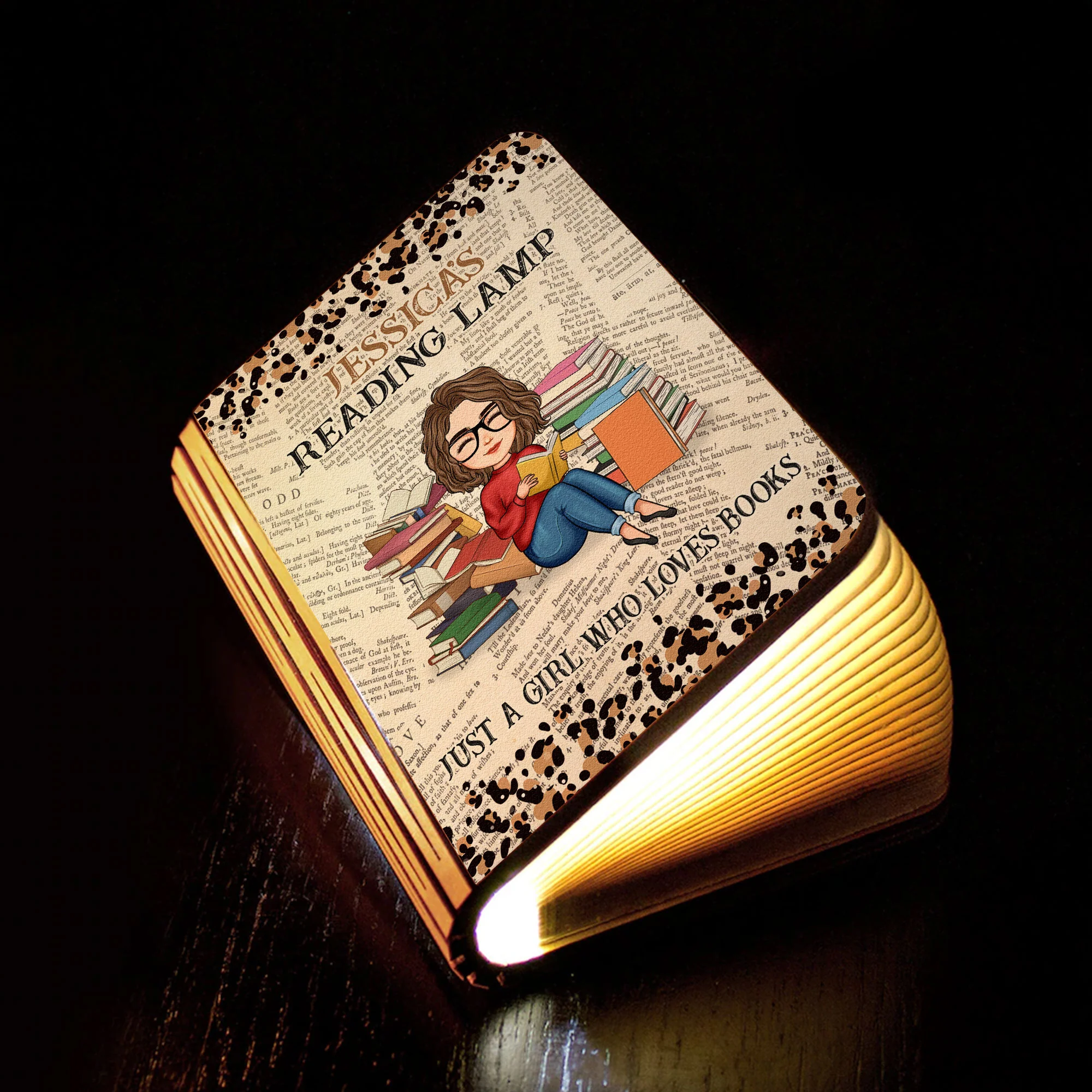 Reading Lamp Just A Girl Who Loves Books - Personalized Book Lamp - Image 5