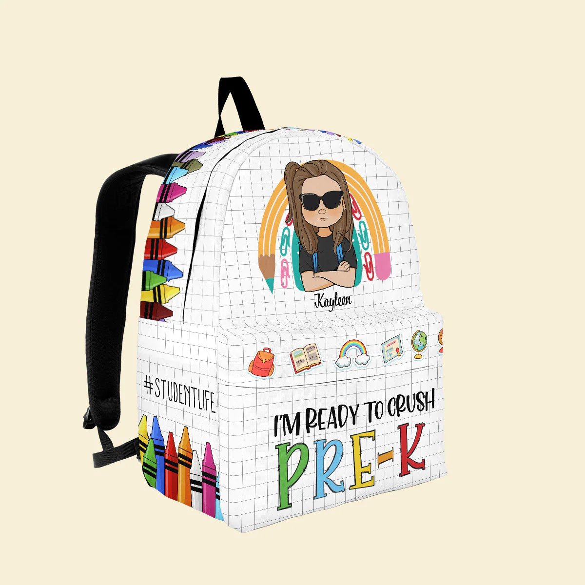 Ready To Crush School - Personalized Kid Backpack - Image 2