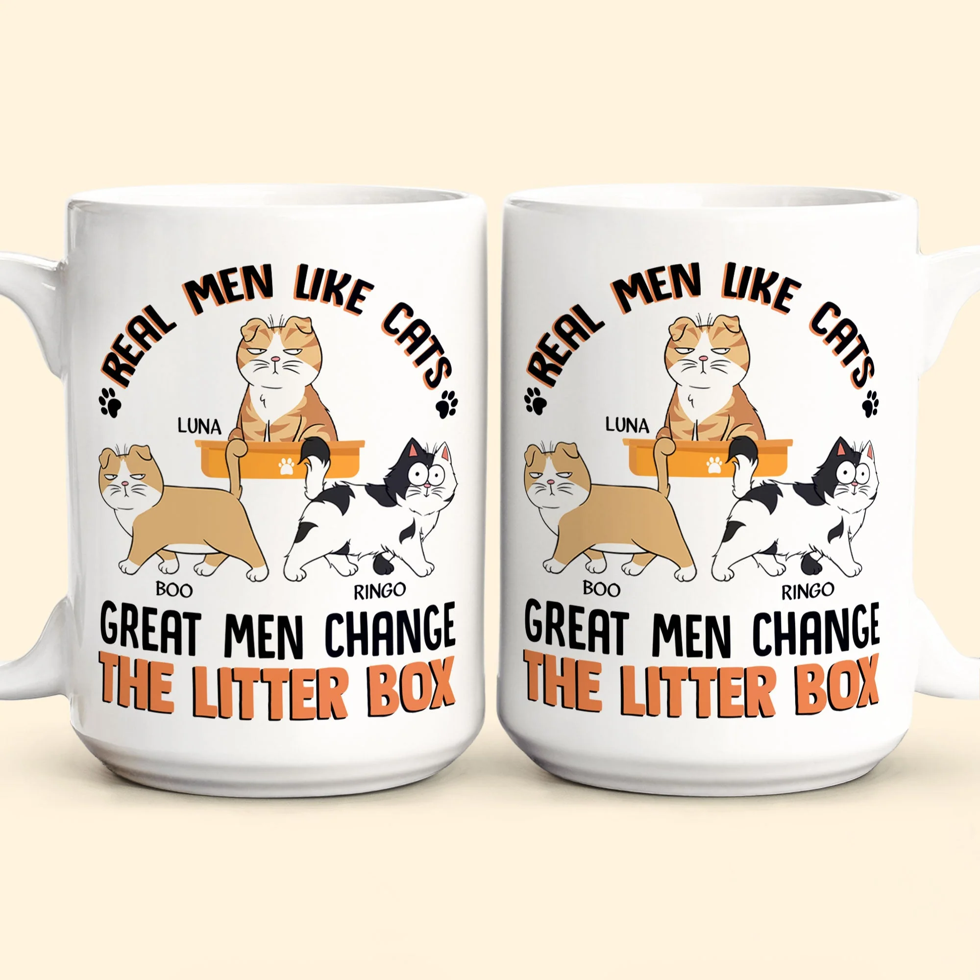 Real Men Like Cats Great Men Change The Litter Box - Personalized Mug - Image 2