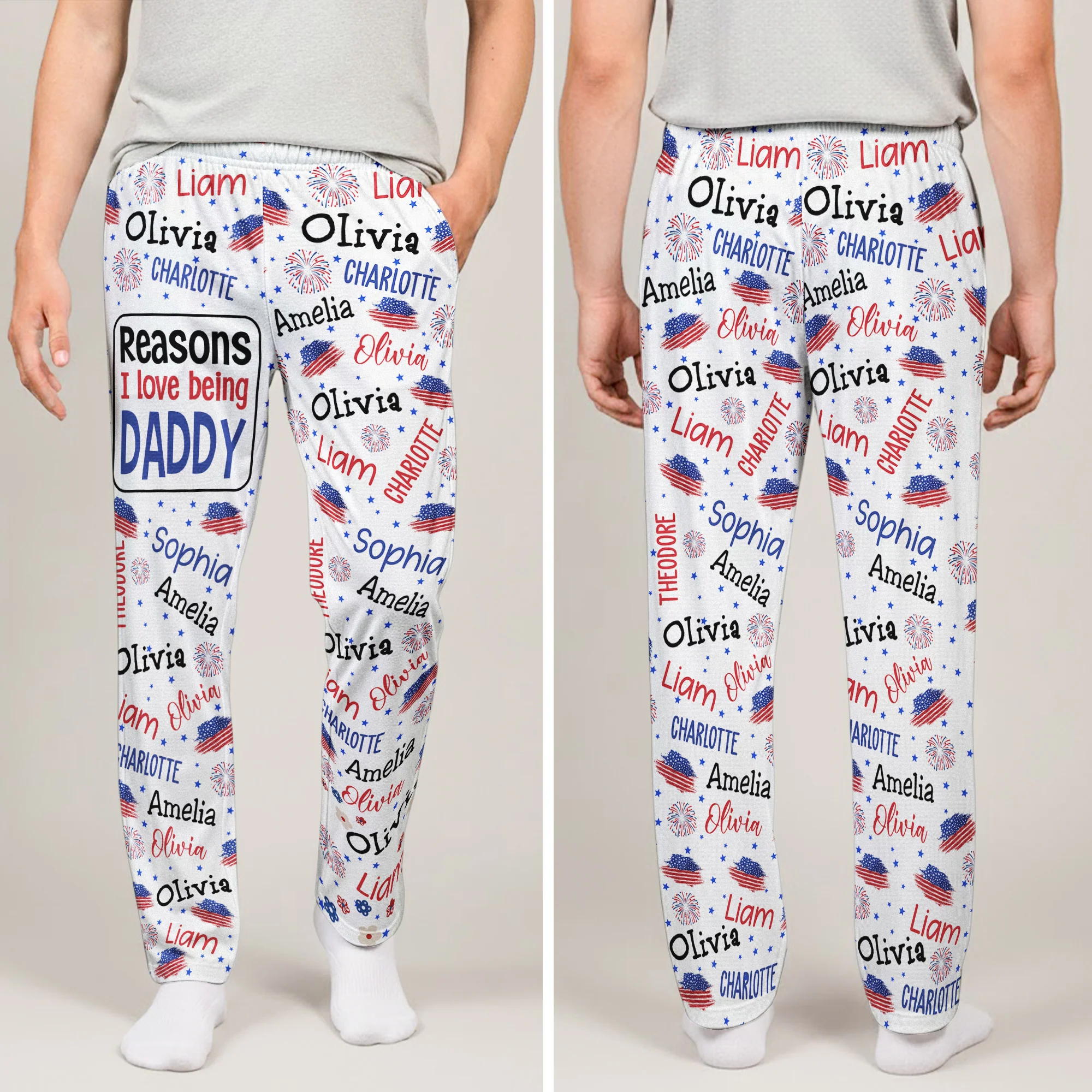 Reasons I Love Being A Papa Custom Name - Personalized Lounge Pants - Image 3