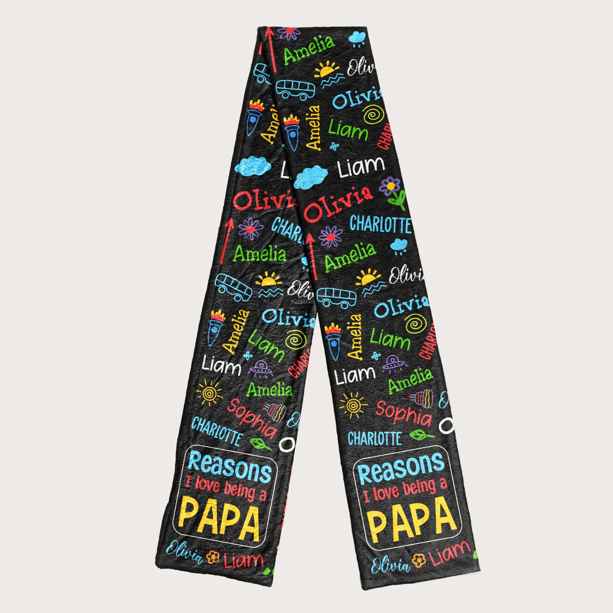 Reasons I Love Being A Papa - Personalized Fleece Scarf - Image 3