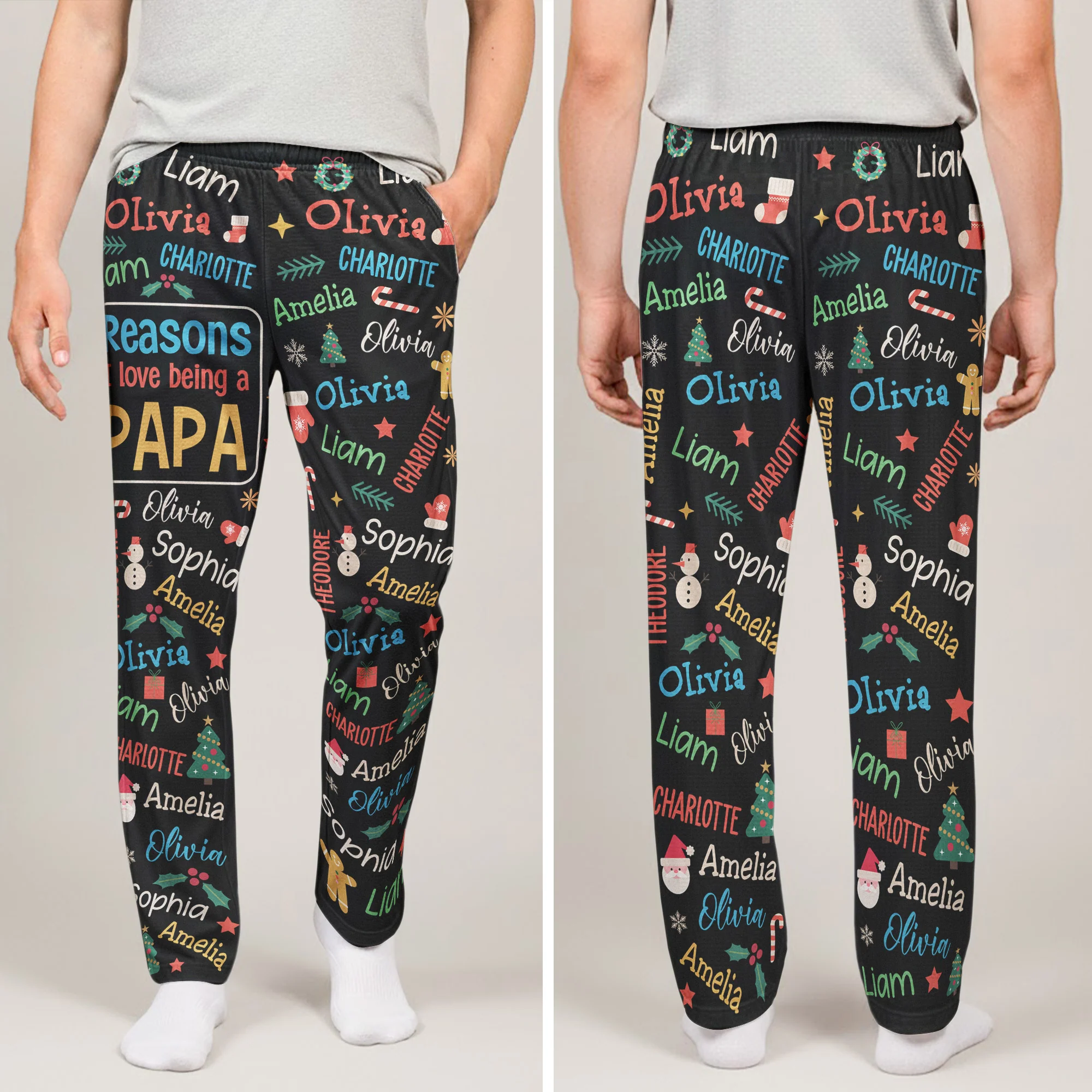 Reasons I Love Being A Papa - Personalized Sweatpants, Lounge Pants With Pockets - Image 3