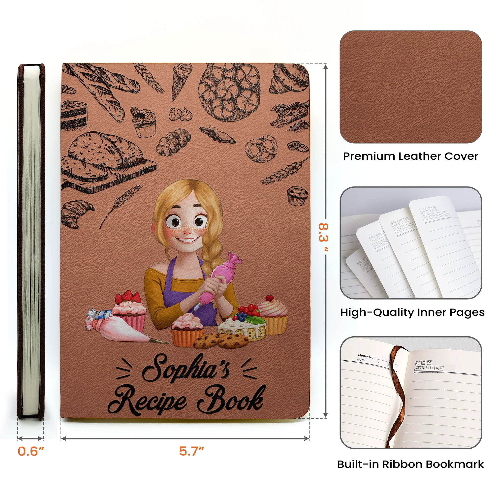 Recipe Book/ Kitchen Stories - Personalized Leather Journal - Image 6