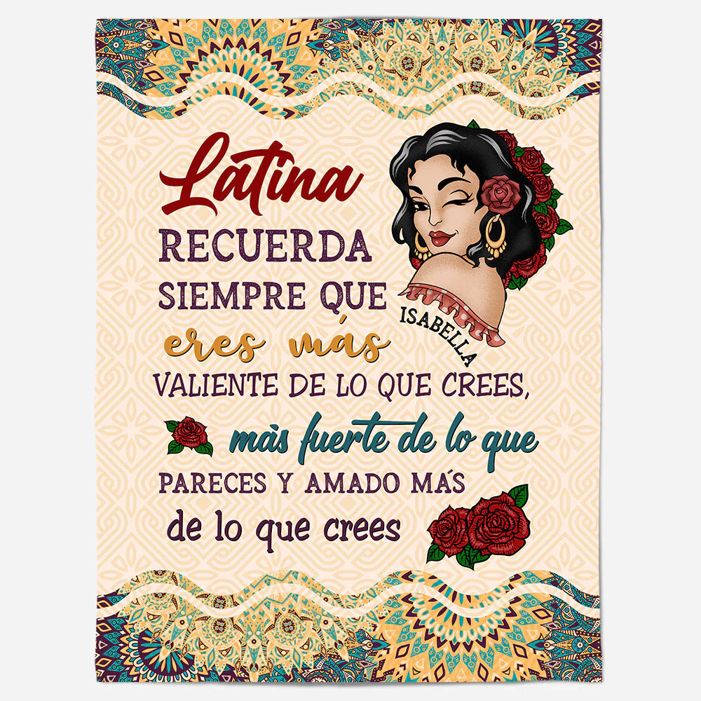 Recuerda Siempre Que Eres Valiente - Personalized Blanket - Hispanic Month Gift For Hispanics & Latinos - Image 3