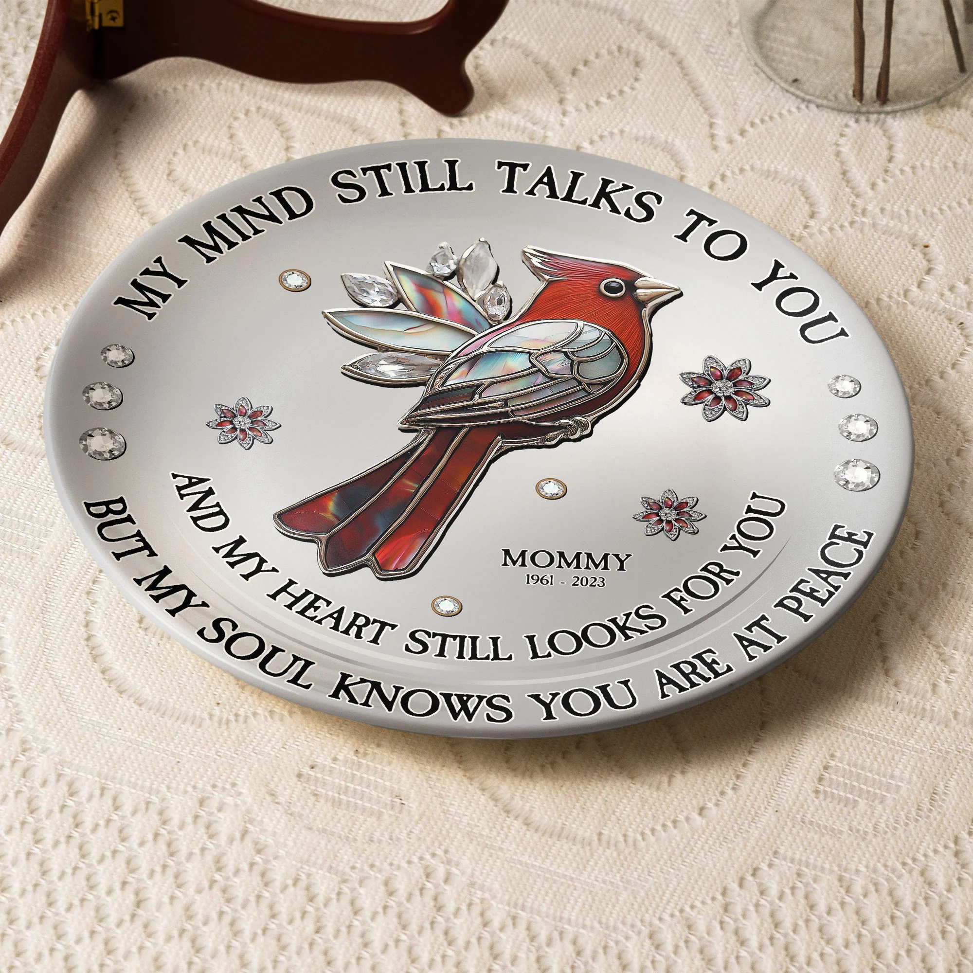 Red Cardinal My Mind My Heart My Soul - Personalized Ceramic Plate - Image 4