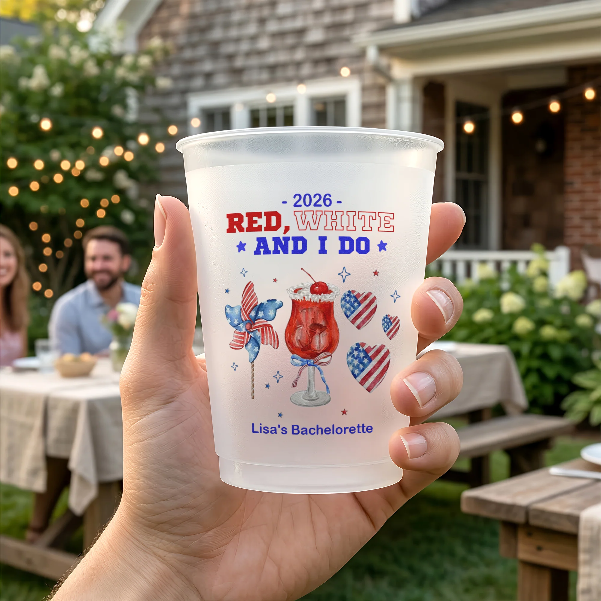 Red White And I Do Bachelorette Party Cups - Personalized Cups - Image 3