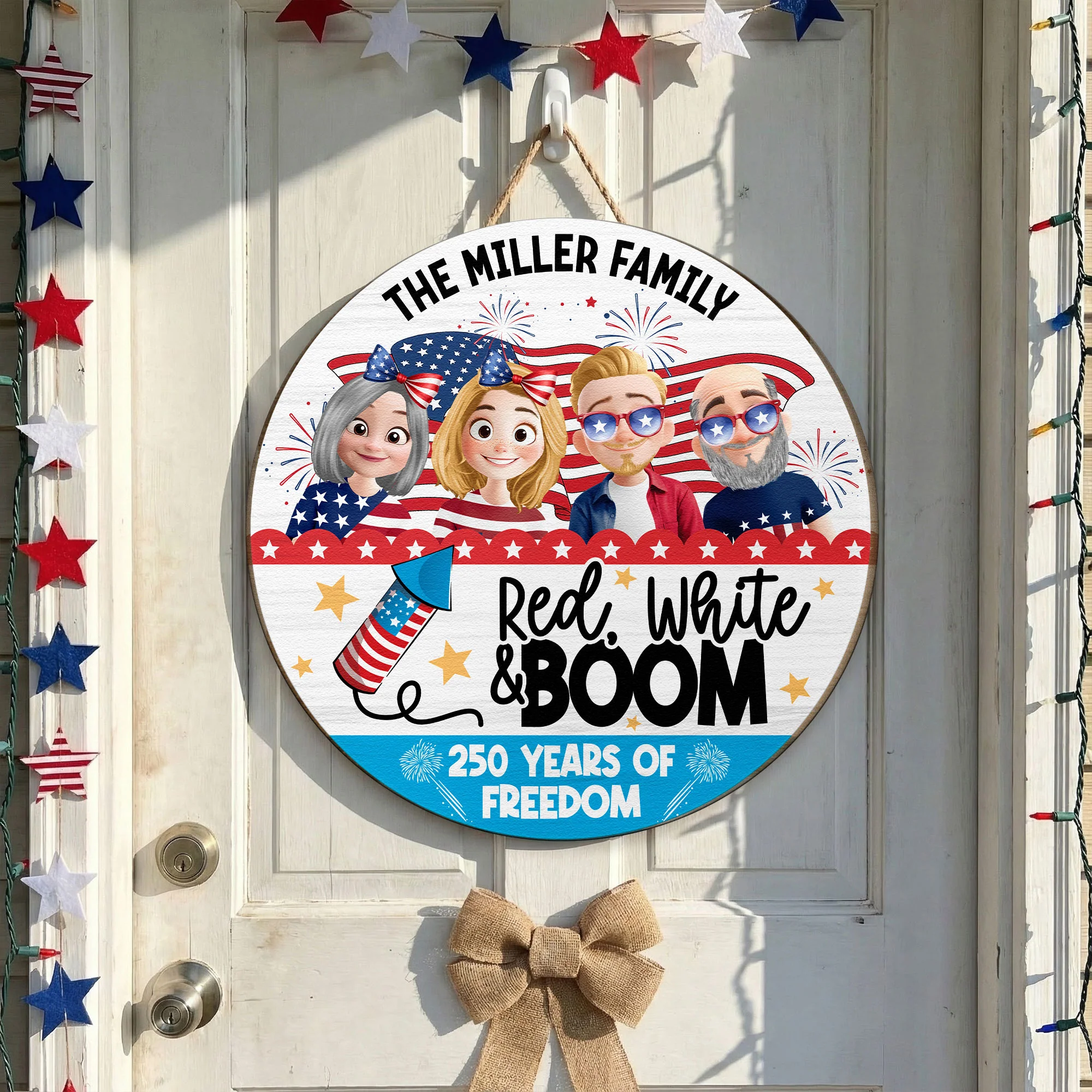 Red White & Boom - Personalized Wood Sign - Image 3