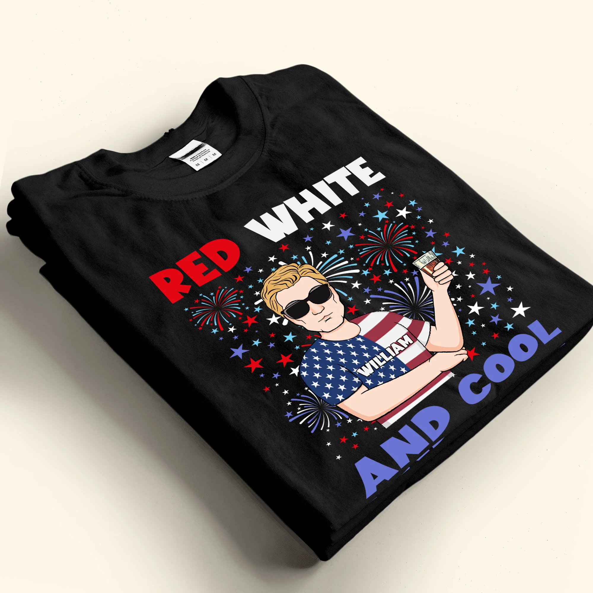 Red White & Cute/Cool With 4Th Of July Pattern - Personalized Shirt - Image 3