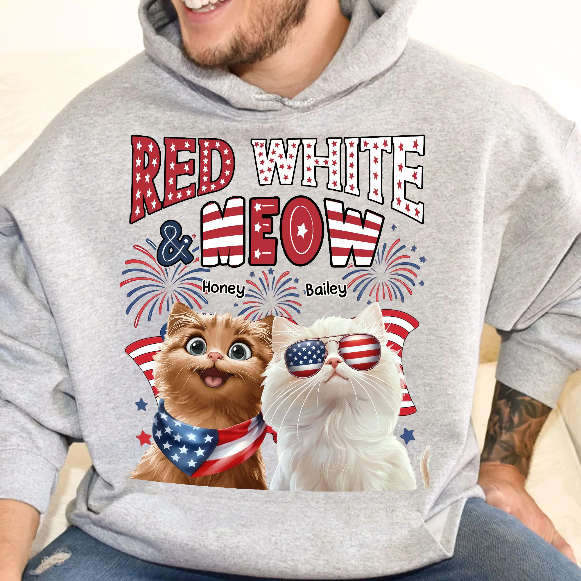 Red White Meow - Personalized Shirt - Image 8