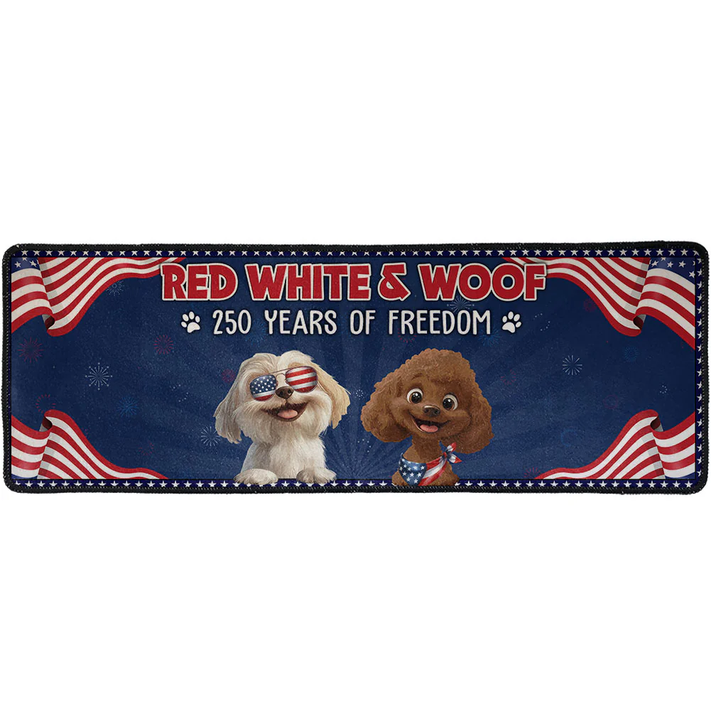 Red White & Woof 250 Years Of Freedom - Personalized Runner Rug - Image 2