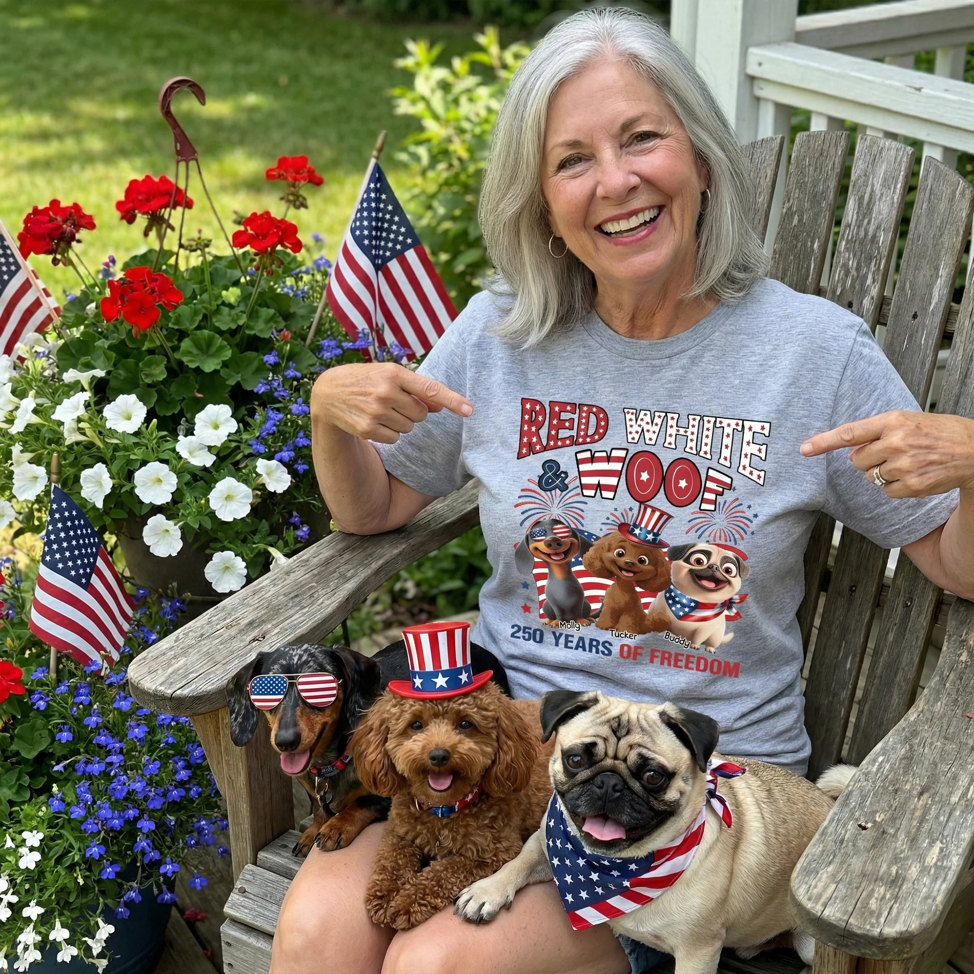Red White & Woof 250 Years Of Freedom - Personalized Shirt - Image 4