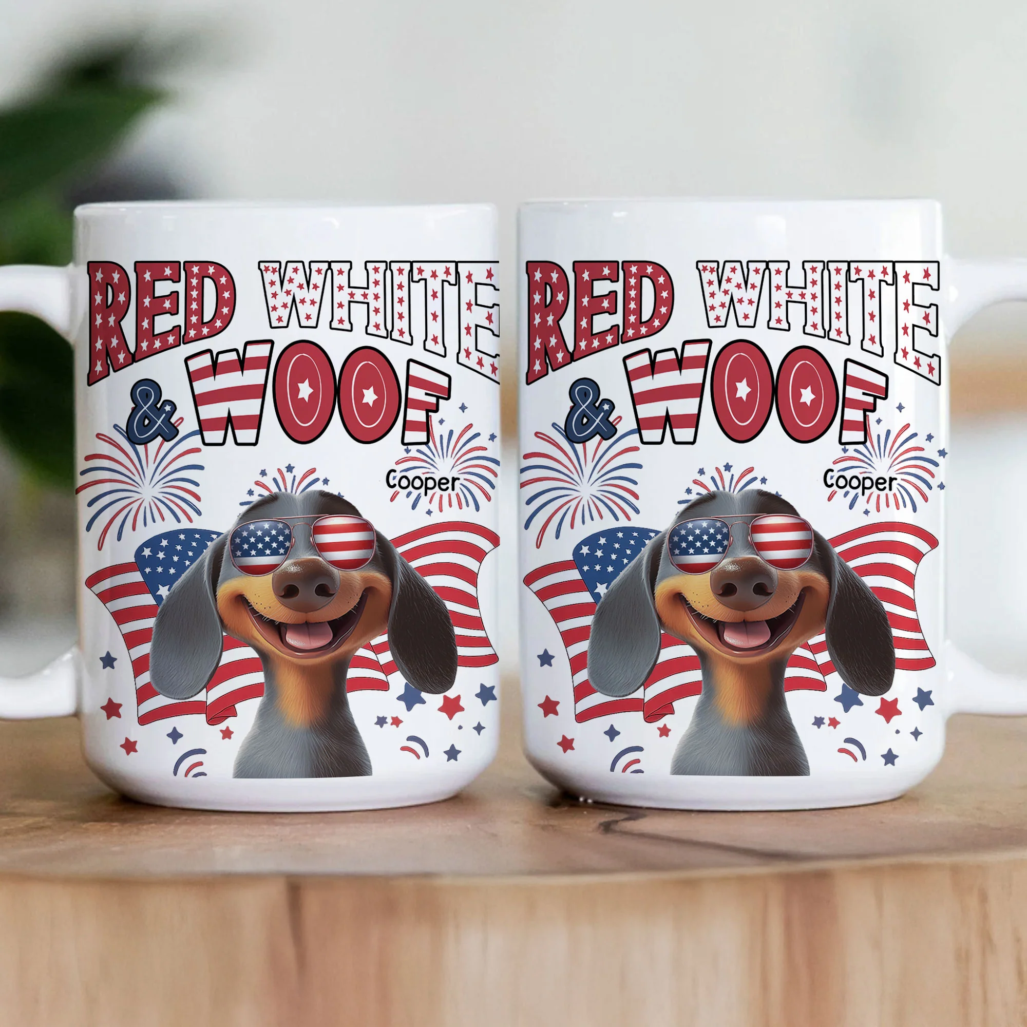 Red White Woof - Personalized Mug - Image 2