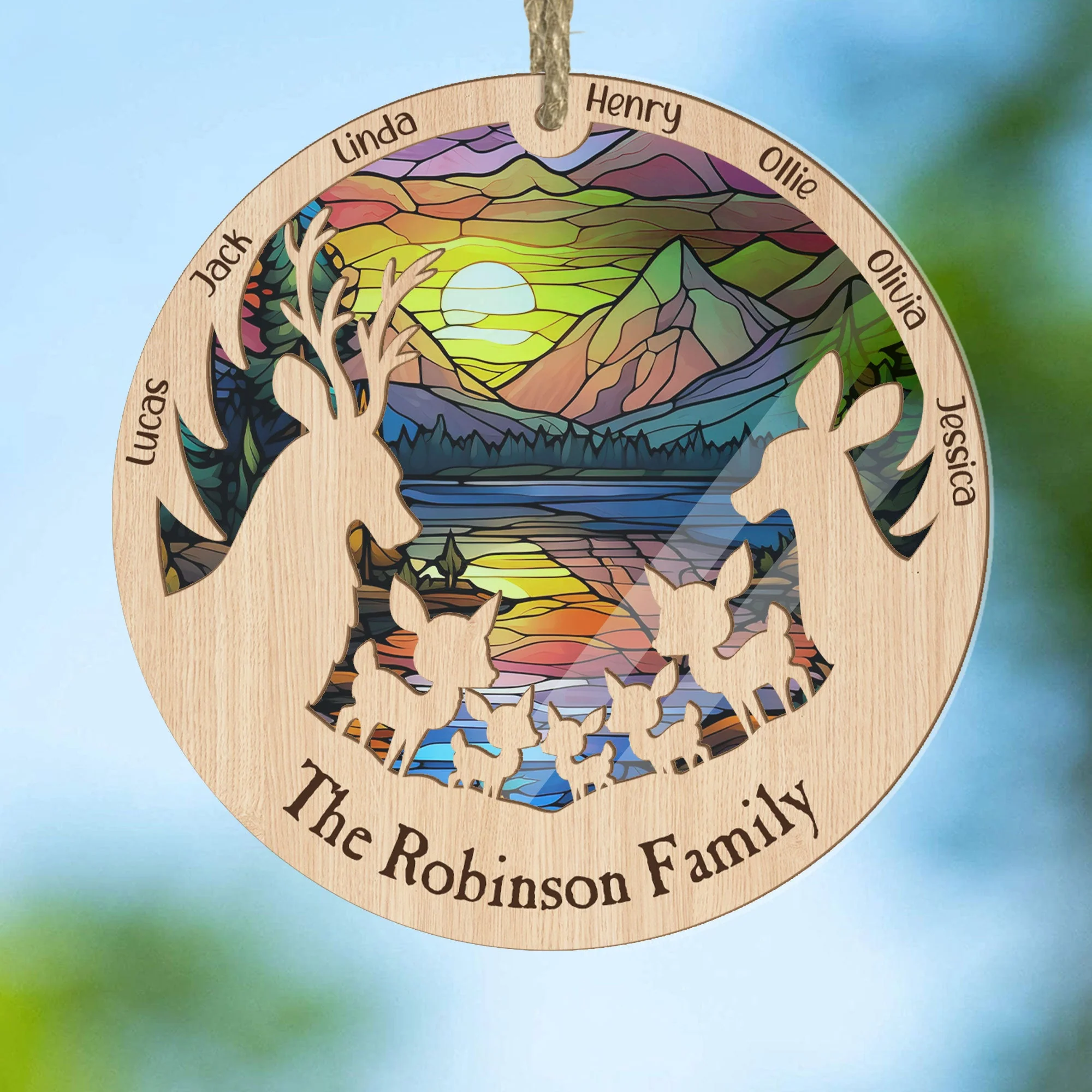 Reindeer Family - Personalized Suncatcher Ornament - Image 6
