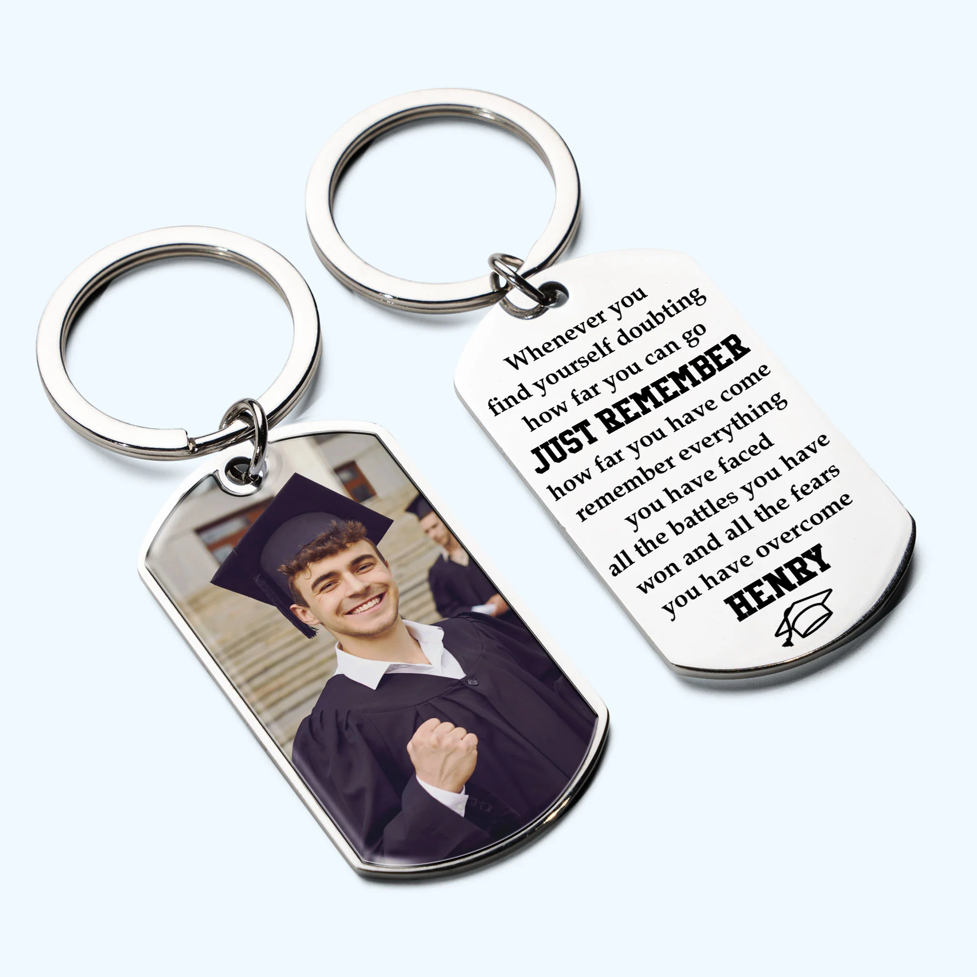 Remember How Far You Have Come - Personalized Stainless Steel Photo Keychain - Image 4