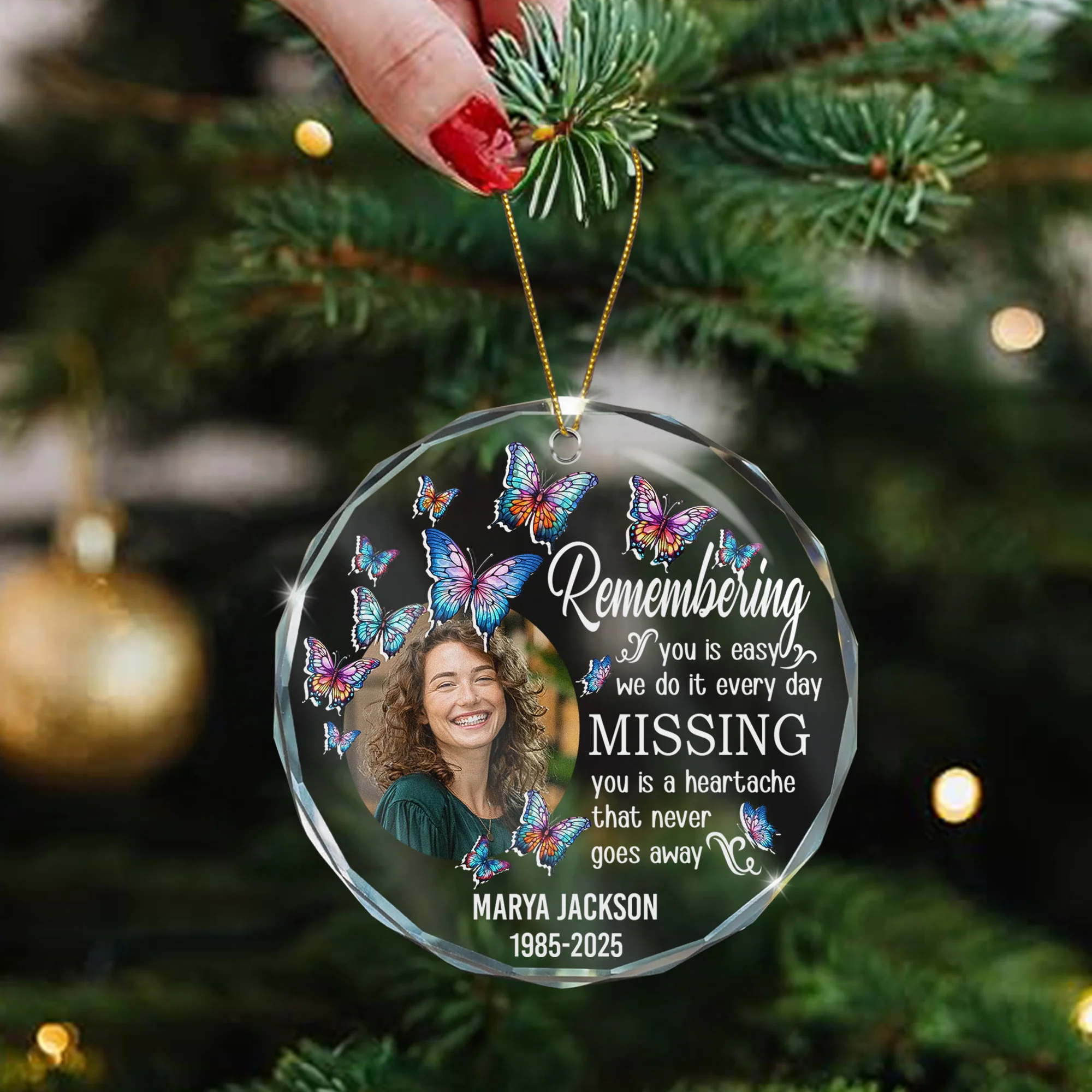 Remembering You - Personalized Glass Photo Ornament - Image 5