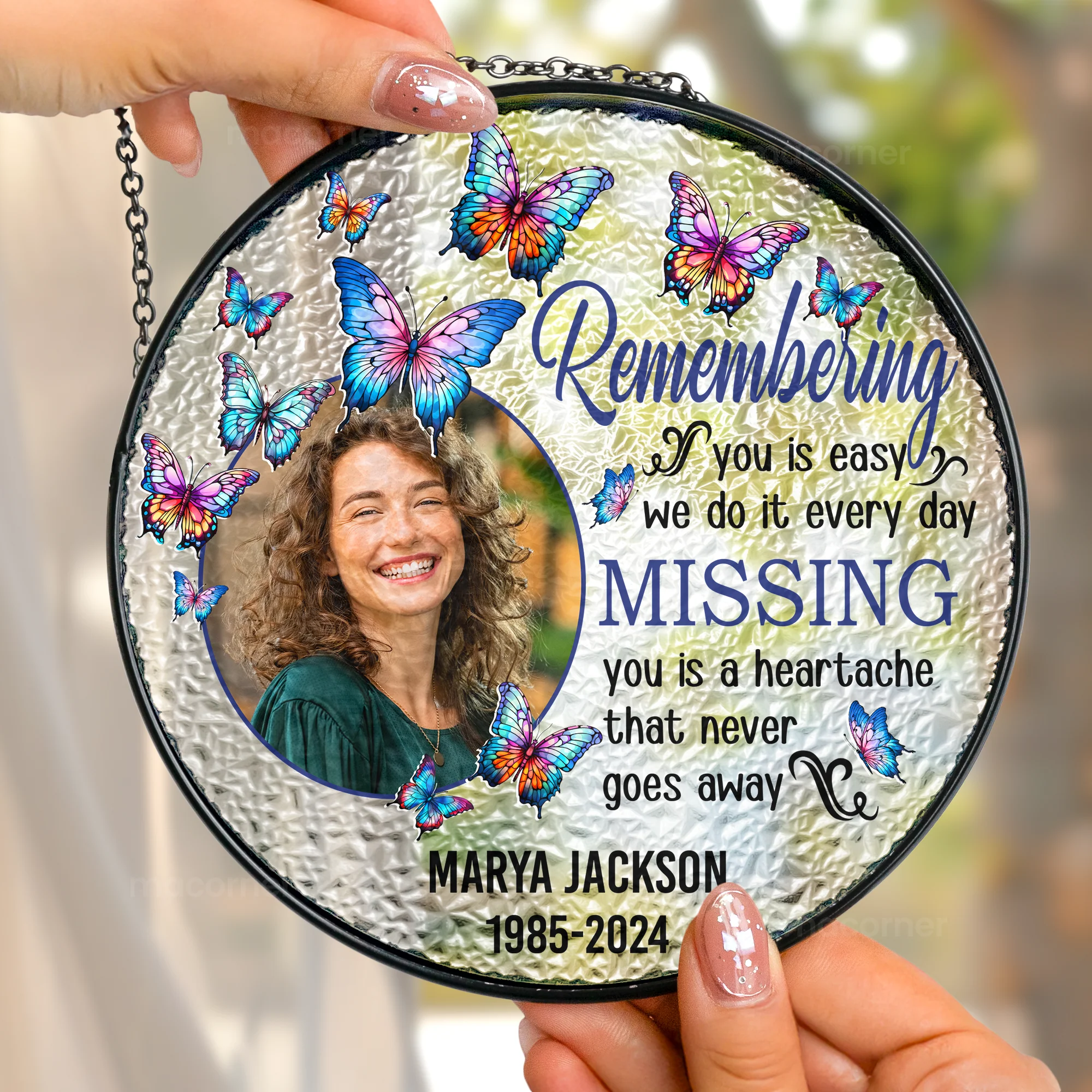 Remembering You - Personalized Photo Stained Glass Window Hanging Suncatcher - Image 5