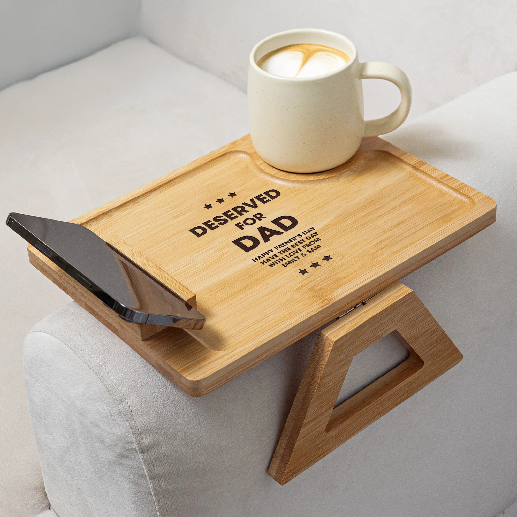 Reserved For Dad/ Daddy/Papa - Personalized Wooden Couch Arm Table - Image 5