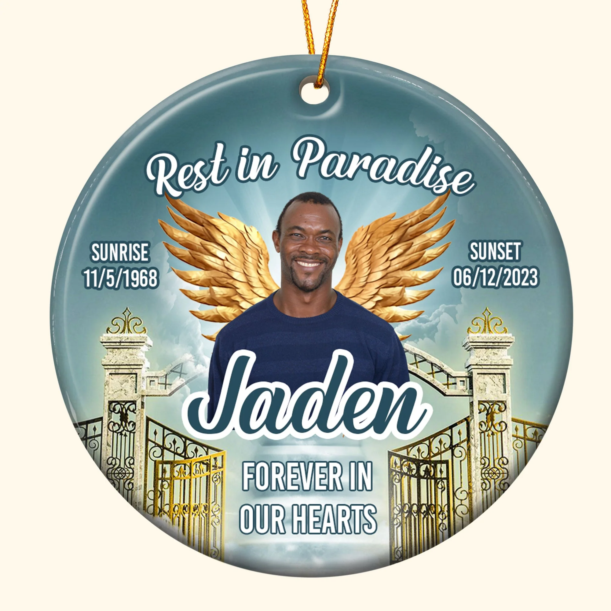 Rest In Paradise - Personalized Ceramic Photo Ornament - Image 5