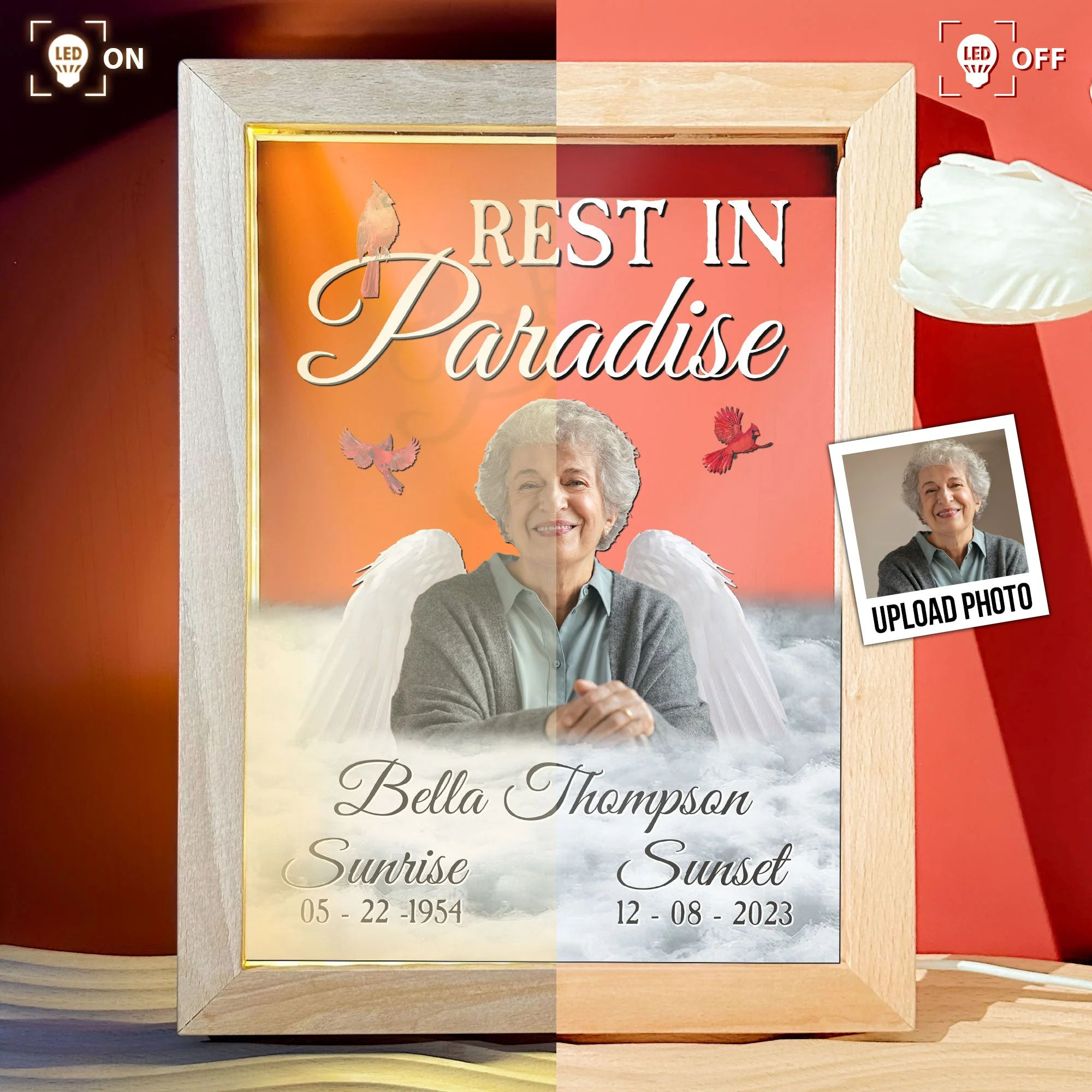 Rest In Paradise - Personalized Photo Frame Lamp - Image 2