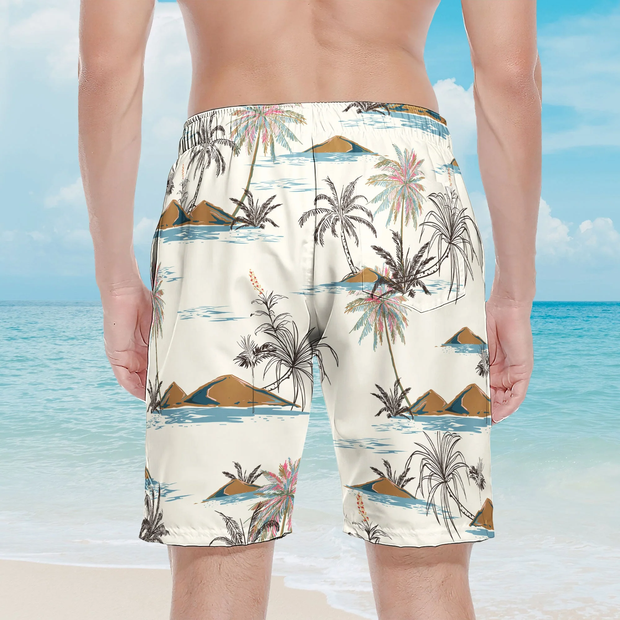 Retired Not My Problem Anymore - Personalized Photo Men's Beach Shorts - Image 2