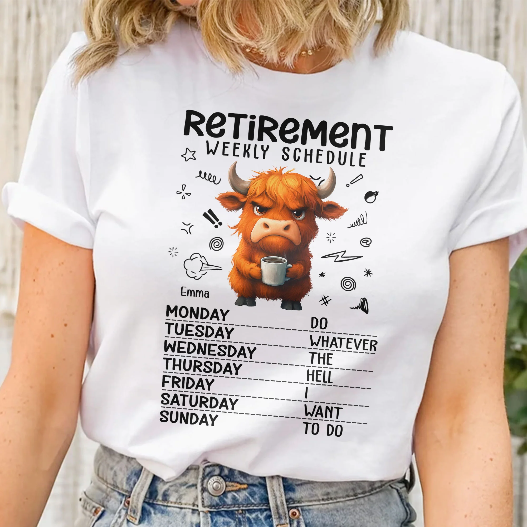 Retirement Weekly Schedule Funny Shirt - Personalized Shirt - Image 2