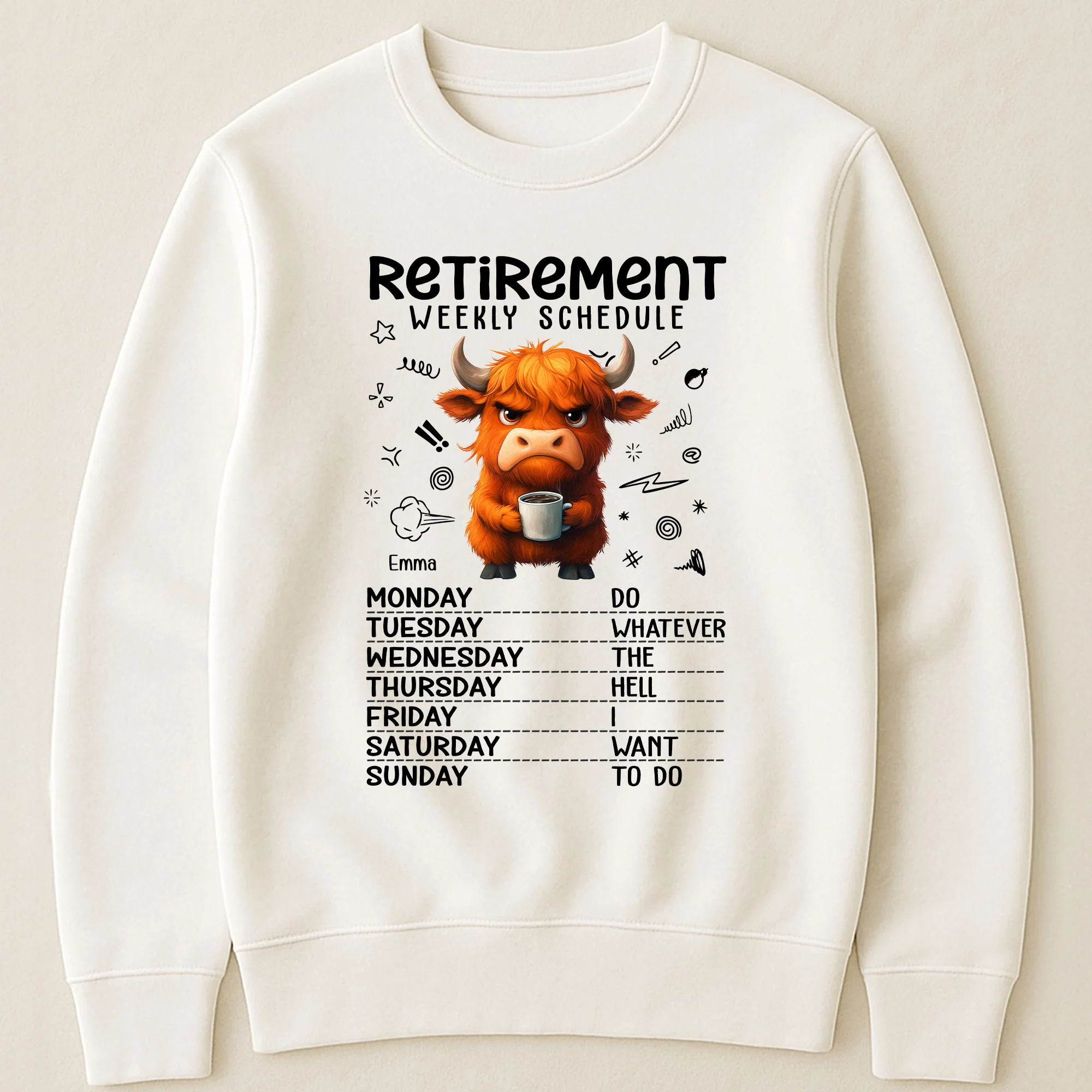 Retirement Weekly Schedule Funny Shirt - Personalized Shirt - Image 3