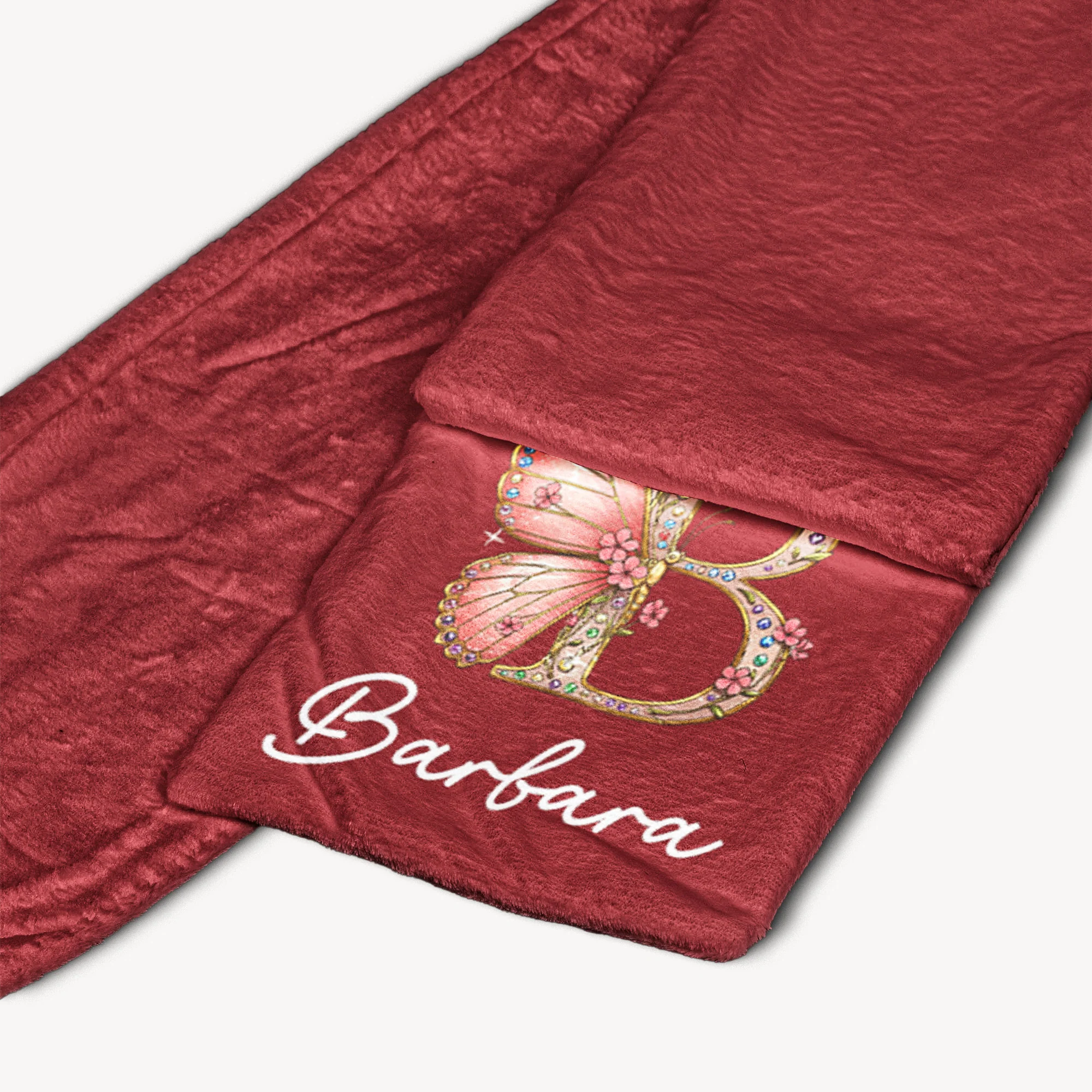 Retro Floral Initial For Her, Daughter, Friends, Mom, Grandma - Personalized Fleece Scarf - Image 3