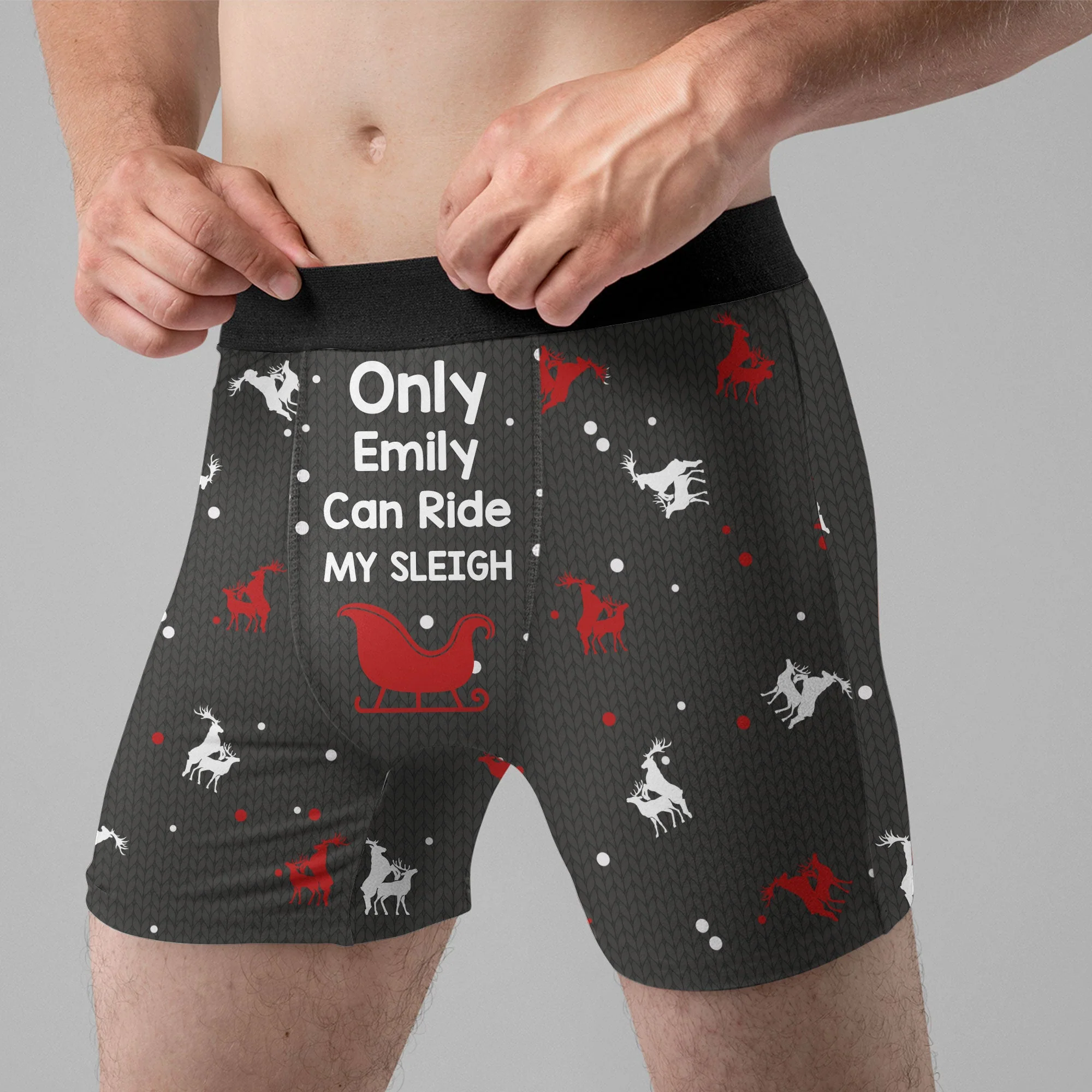 Ride My Sleigh Funny Christmas - Personalized Men's Boxer Briefs - Image 3