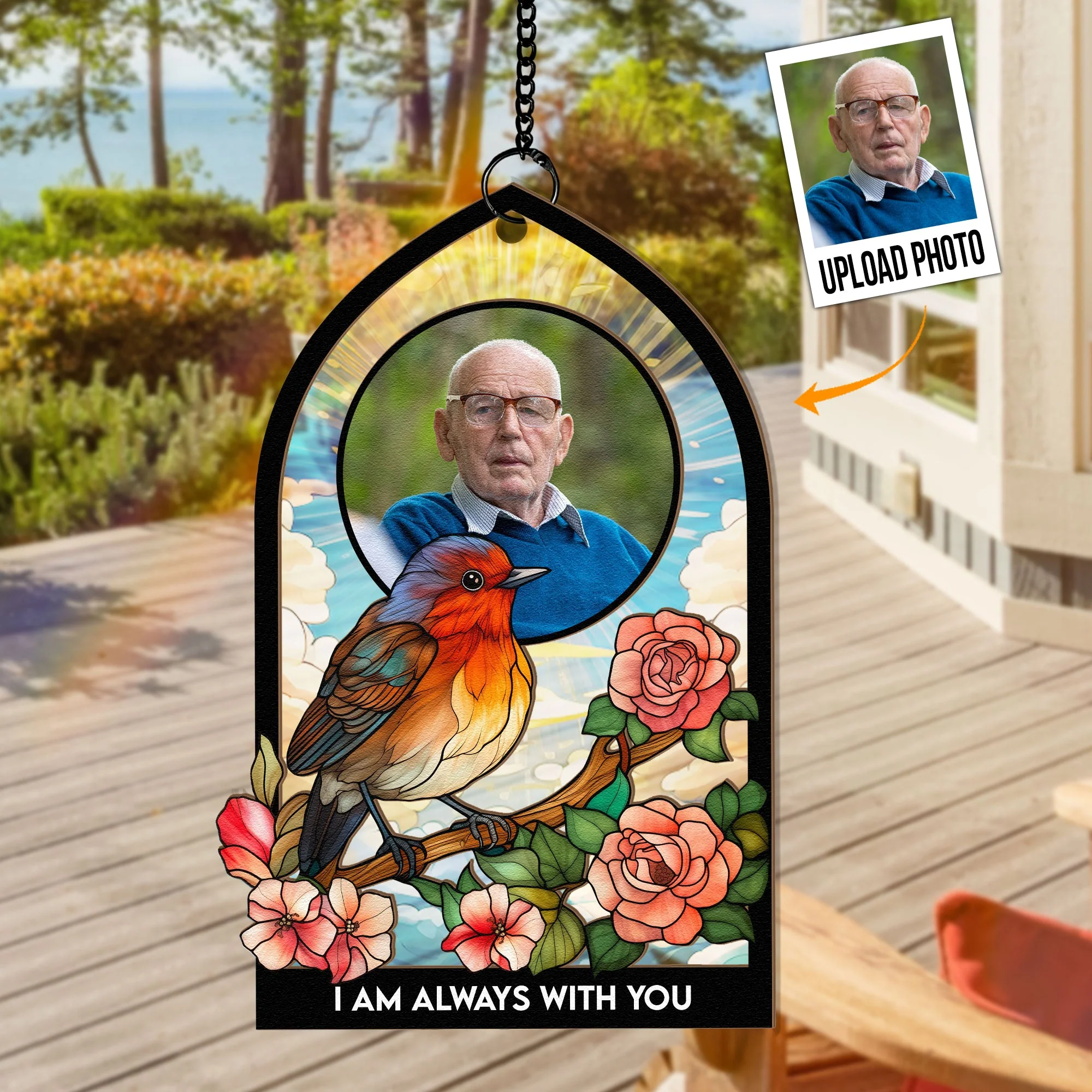 Robin I'm With You - Personalized Window Hanging Suncatcher Photo Ornament - Image 2