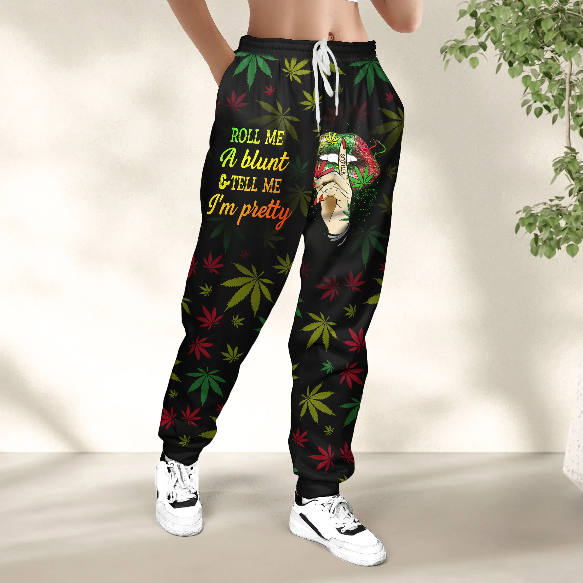 Roll Me A Blunt & Tell Me I'm Pretty - Personalized Sweatpants - Image 4