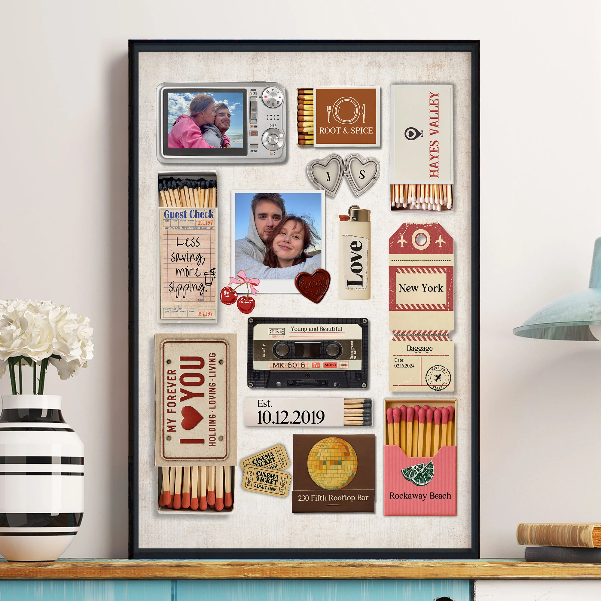 Romantic Couple - Matchbox Art - Personalized Photo Poster