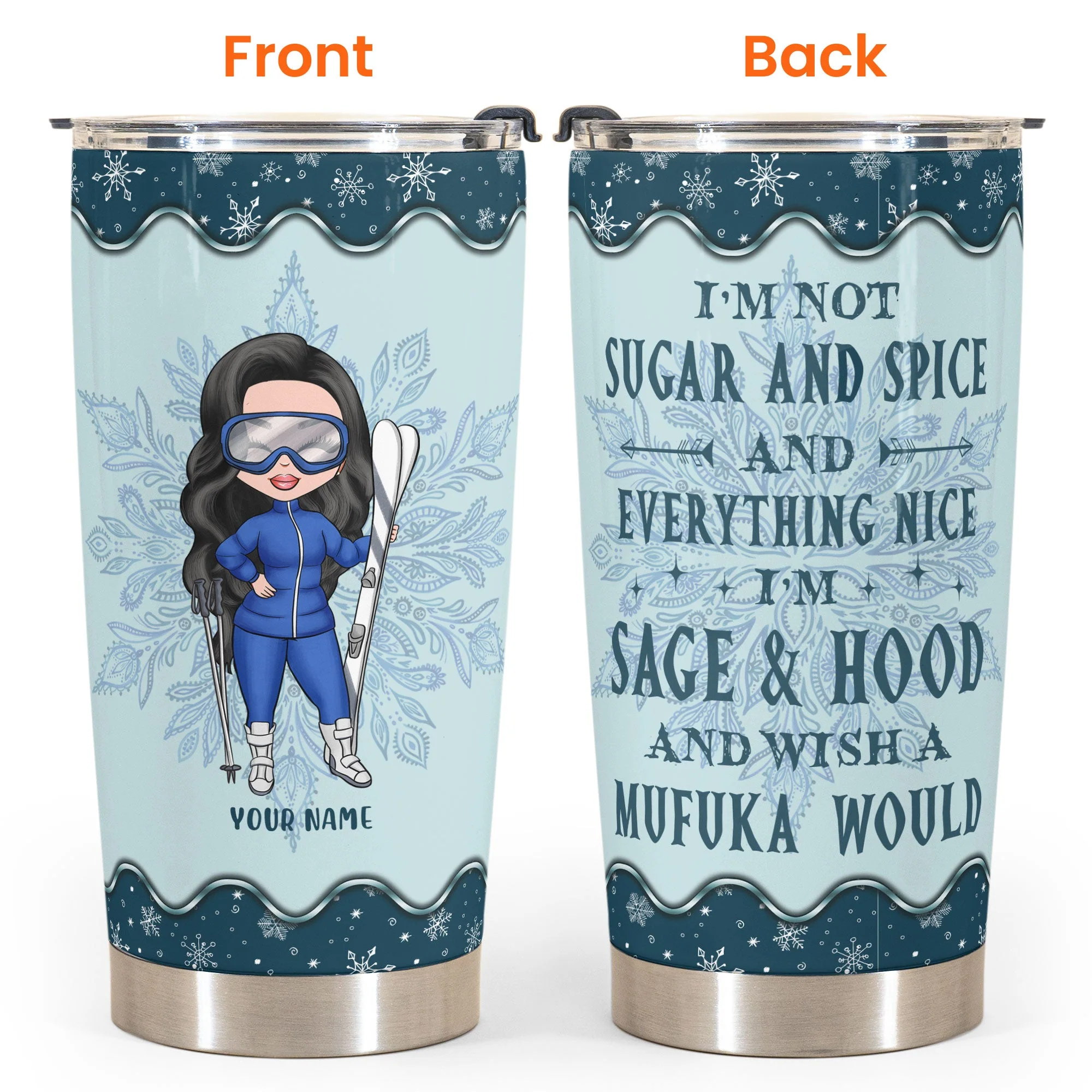 Sage And Hood - Personalized Tumbler Cup - Gift For Skiing Lovers - Image 4