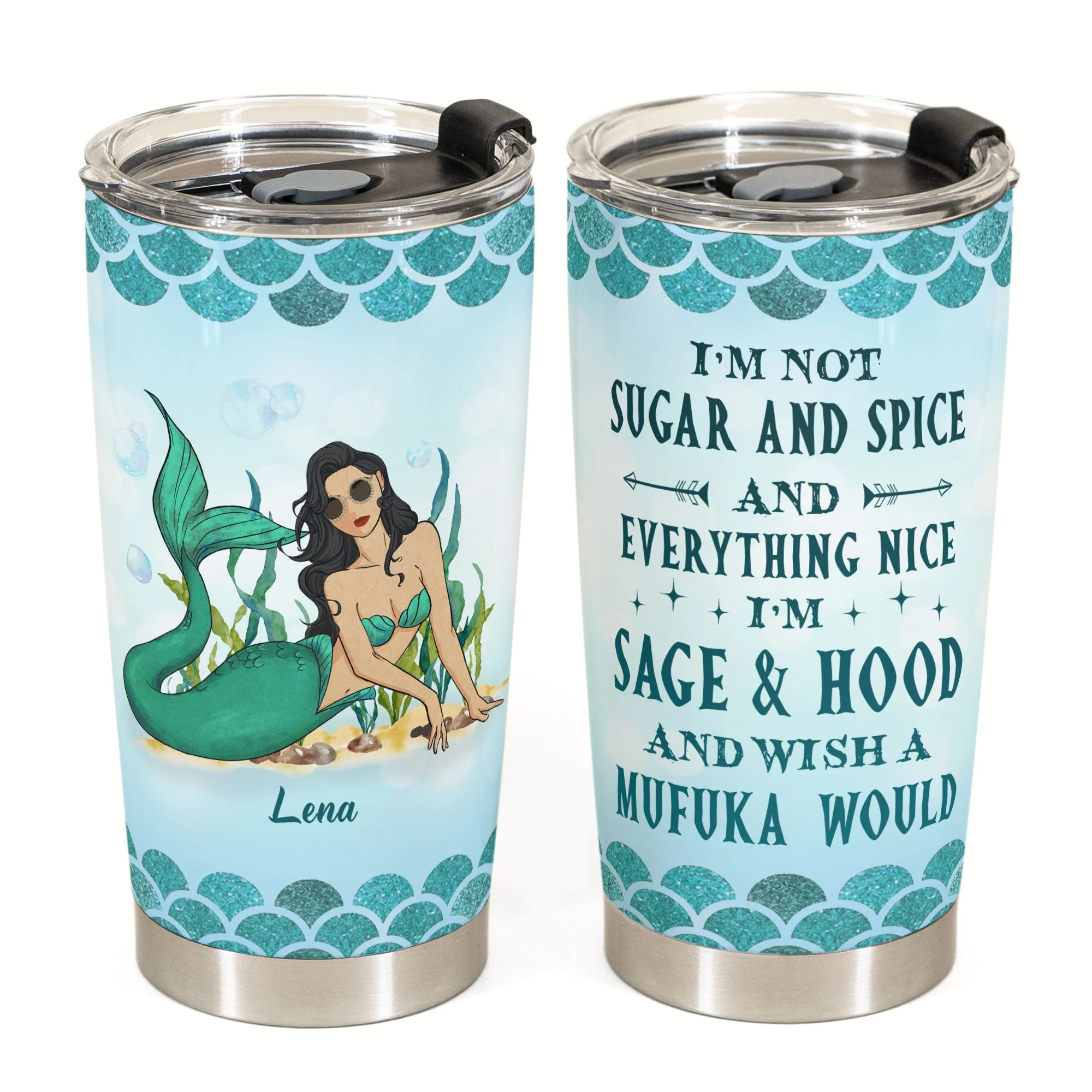 Sage, Hood & Mufuka Would - Personalized Tumbler Cup - Birthday Gift For Mermaid Lovers, Beach Lovers - Image 2