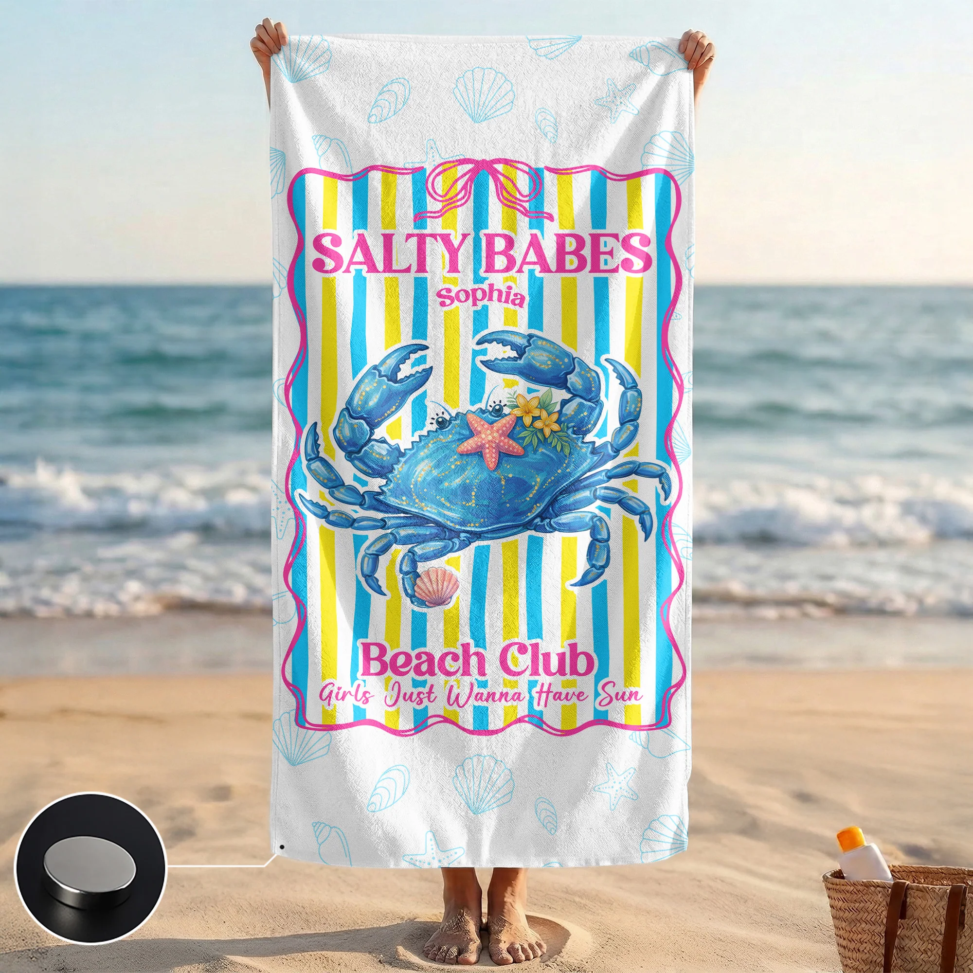 Salty Babes Beach Club - Personalized Beach Towel - Image 2