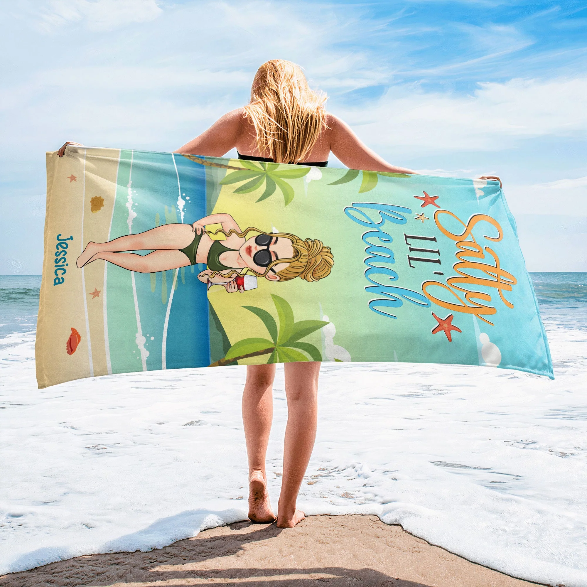 Salty Lil' Beach - Personalized Beach Towel - Image 4