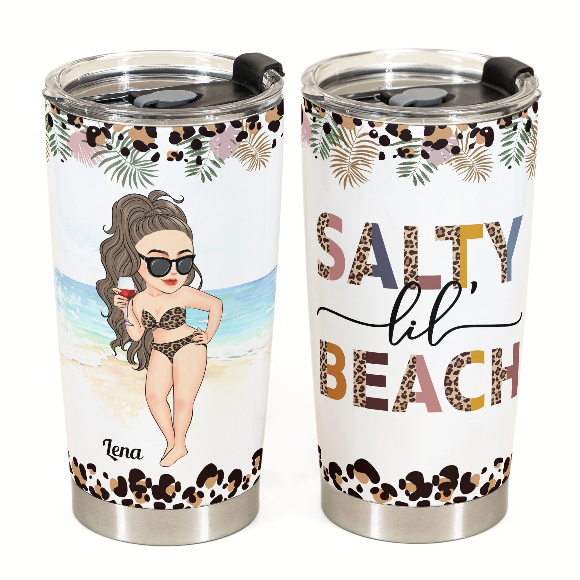 Salty Lil' Beach - Personalized Tumbler Cup - Image 2