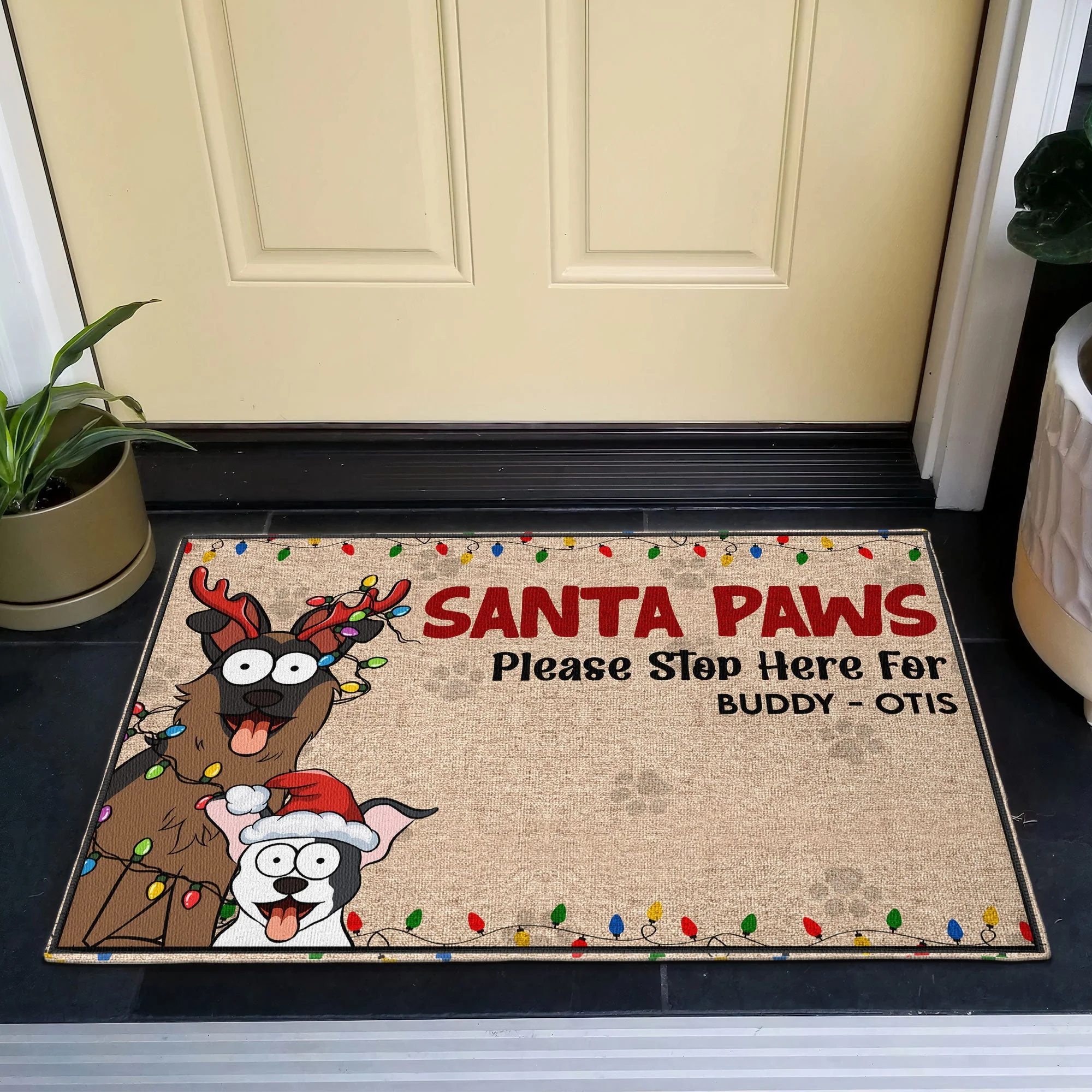 Santa Paws Please Stop Here For - Personalized Doormat - Image 4