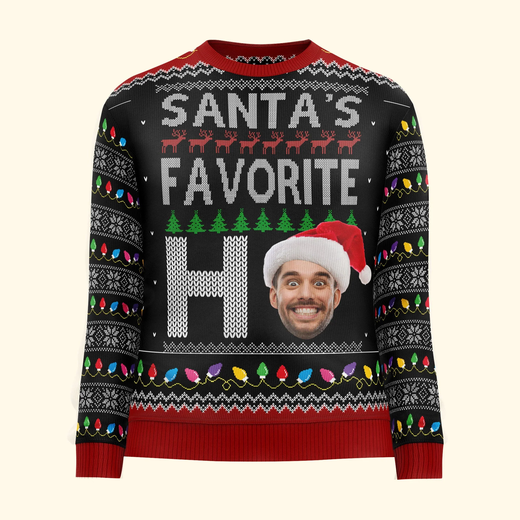 Santa's Favorite Ho Custom Face Funny For Family - Personalized Photo Ugly Sweater - Image 5