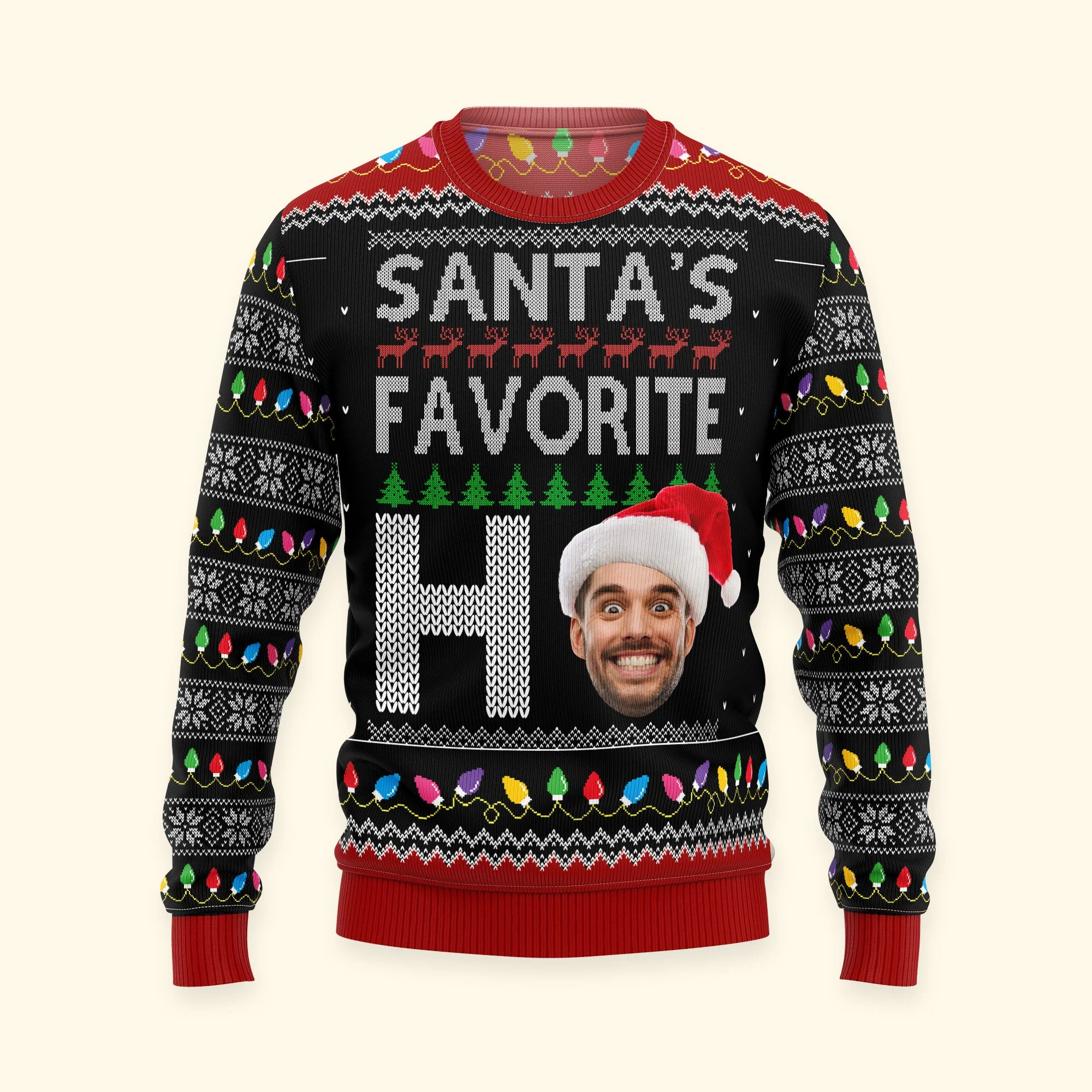 Santa's Favorite Ho Custom Face Funny For Family - Personalized Photo Ugly Sweater - Image 6