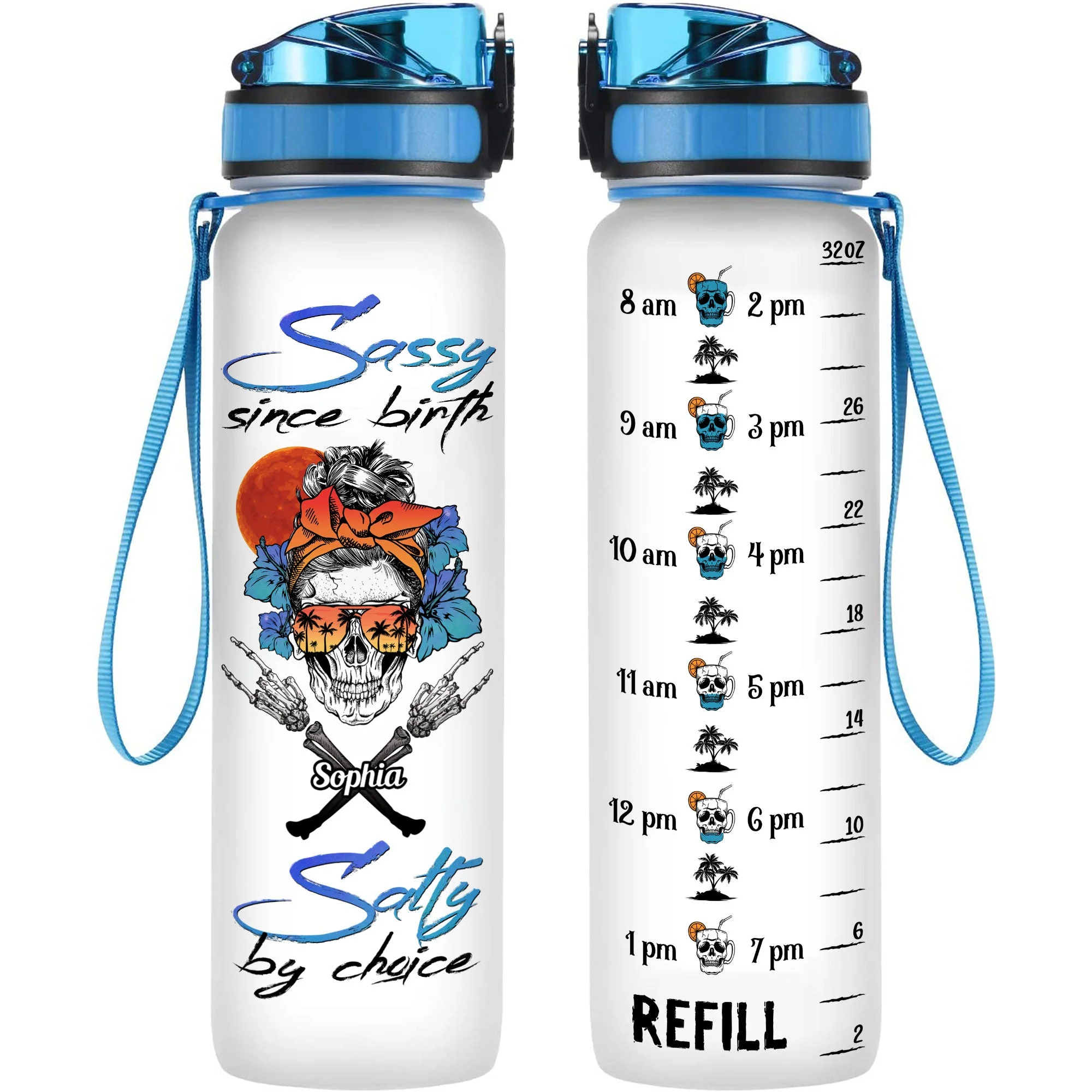 Salty By Choice - Personalized Water Bottle With Time Marker