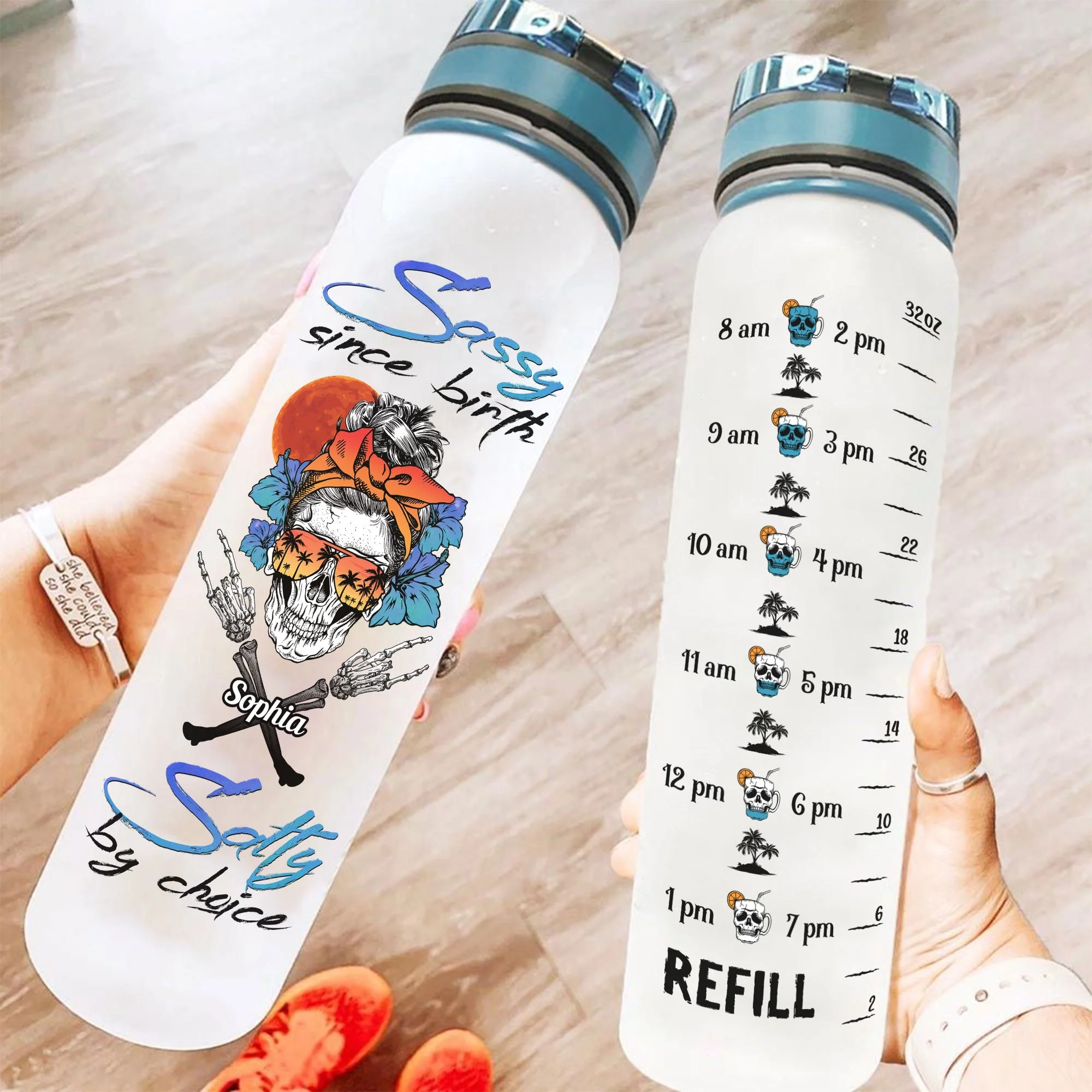 Salty By Choice - Personalized Water Bottle With Time Marker - Image 2