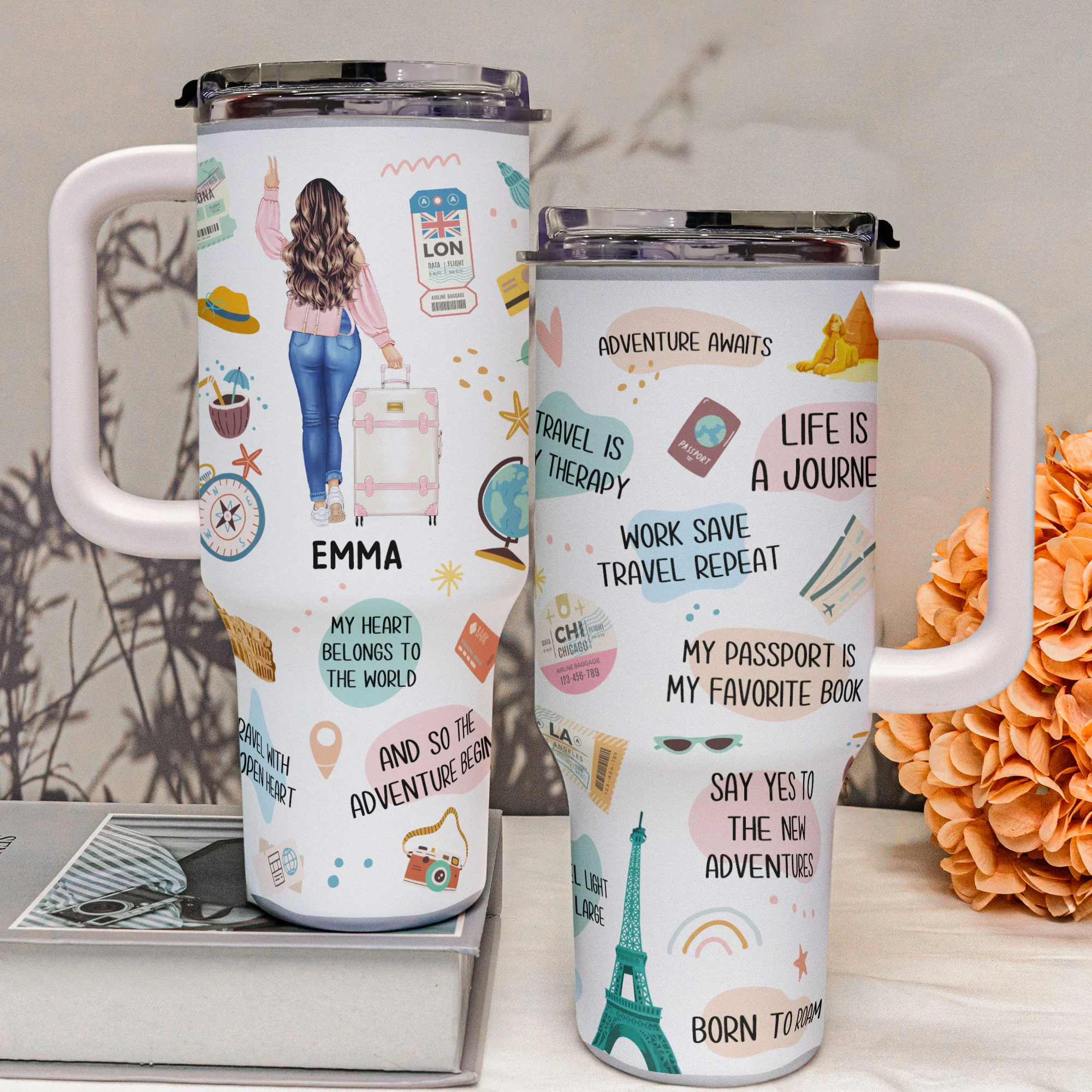 Say Yes To The New Adventures - Personalized 40oz Tumbler With Straw - Image 3