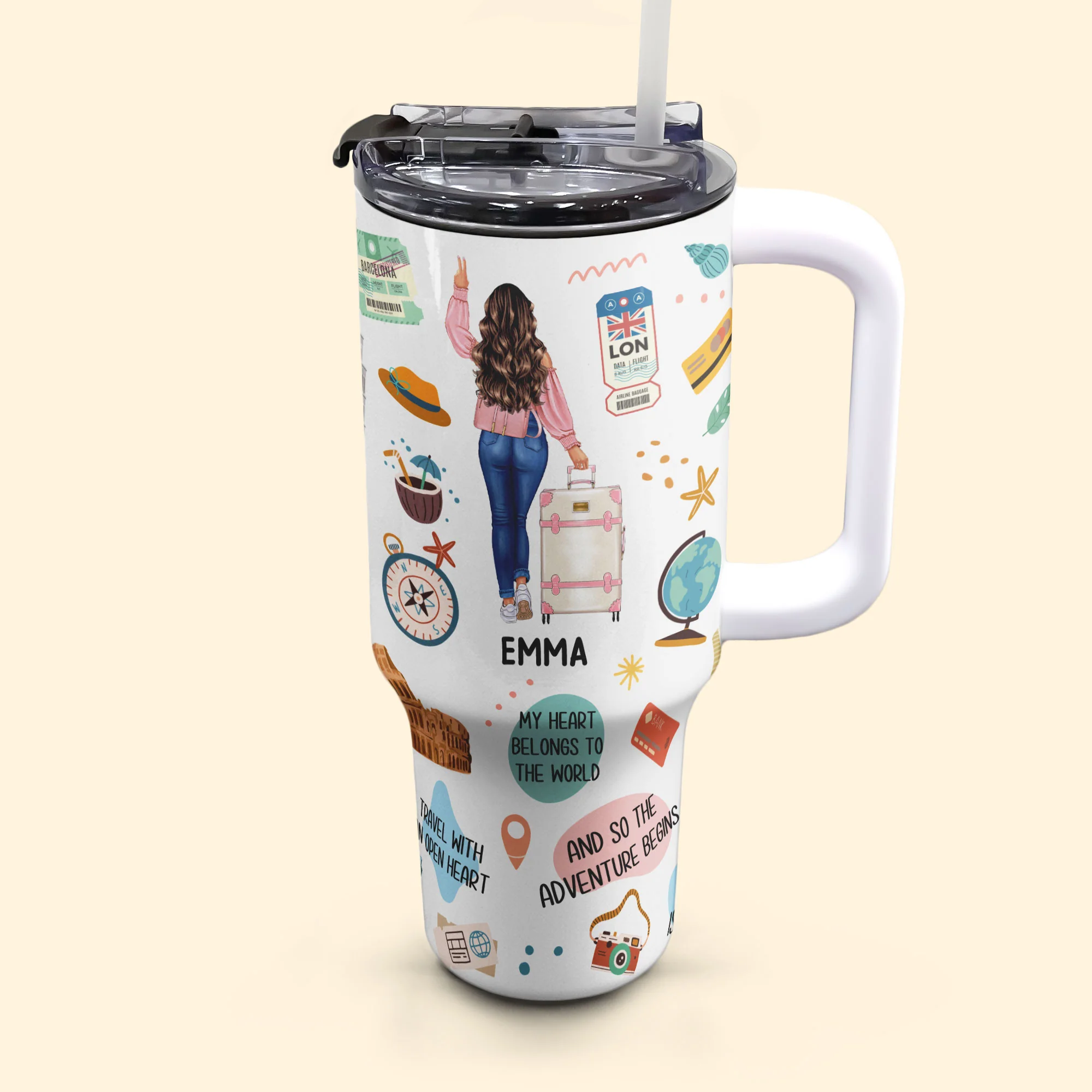 Say Yes To The New Adventures - Personalized 40oz Tumbler With Straw - Image 4