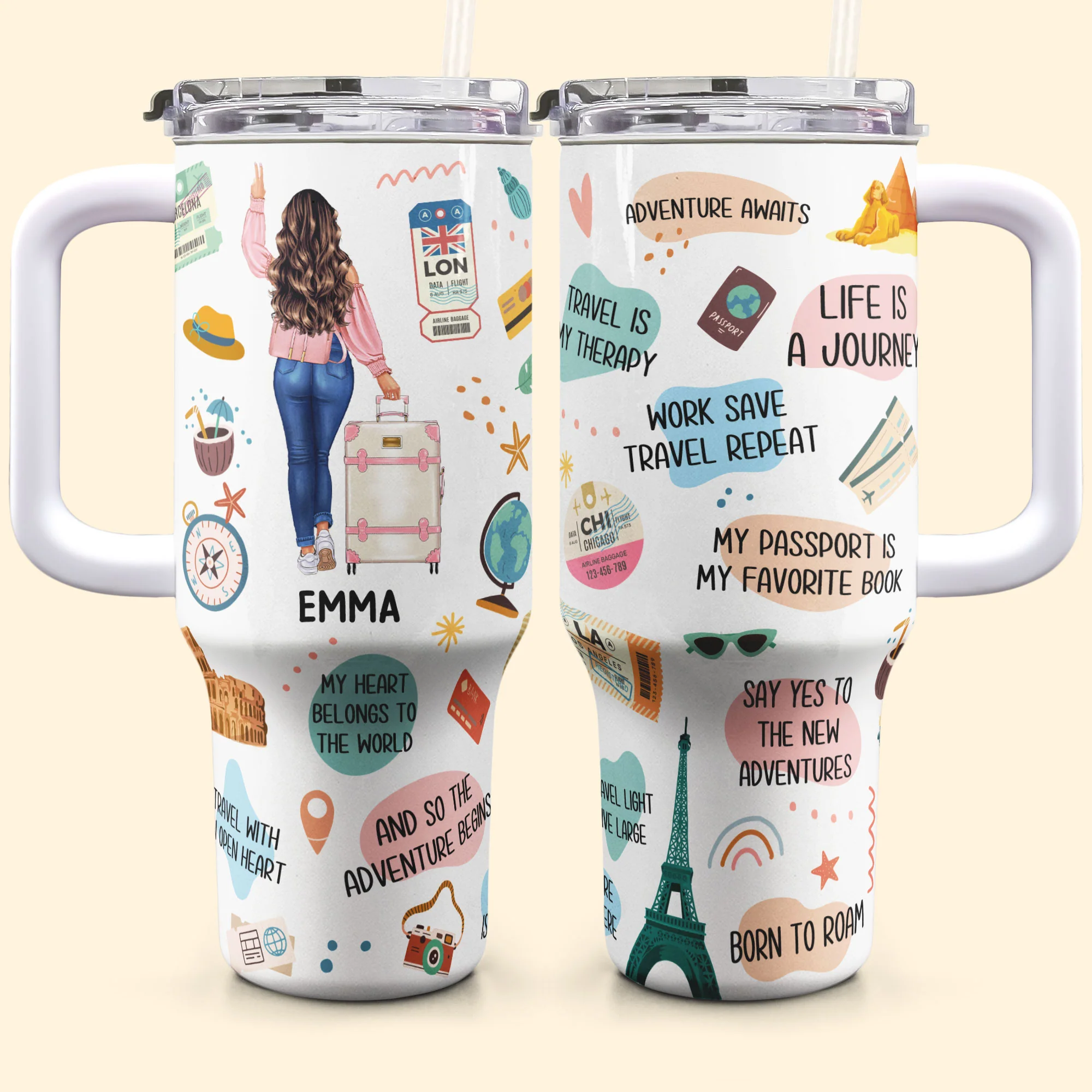 Say Yes To The New Adventures - Personalized 40oz Tumbler With Straw - Image 5