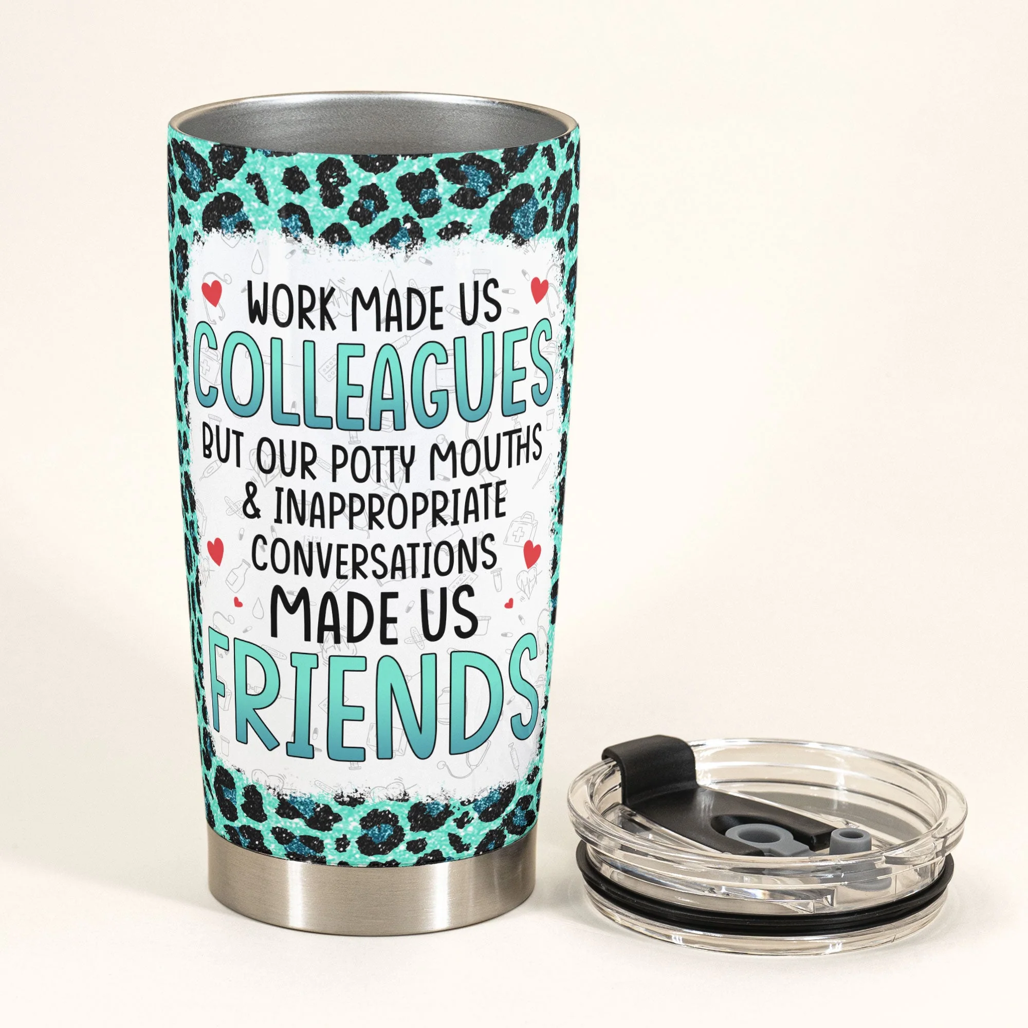 Scrub Besties Work Made Us Colleagues - Personalized Tumbler Cup - Image 3