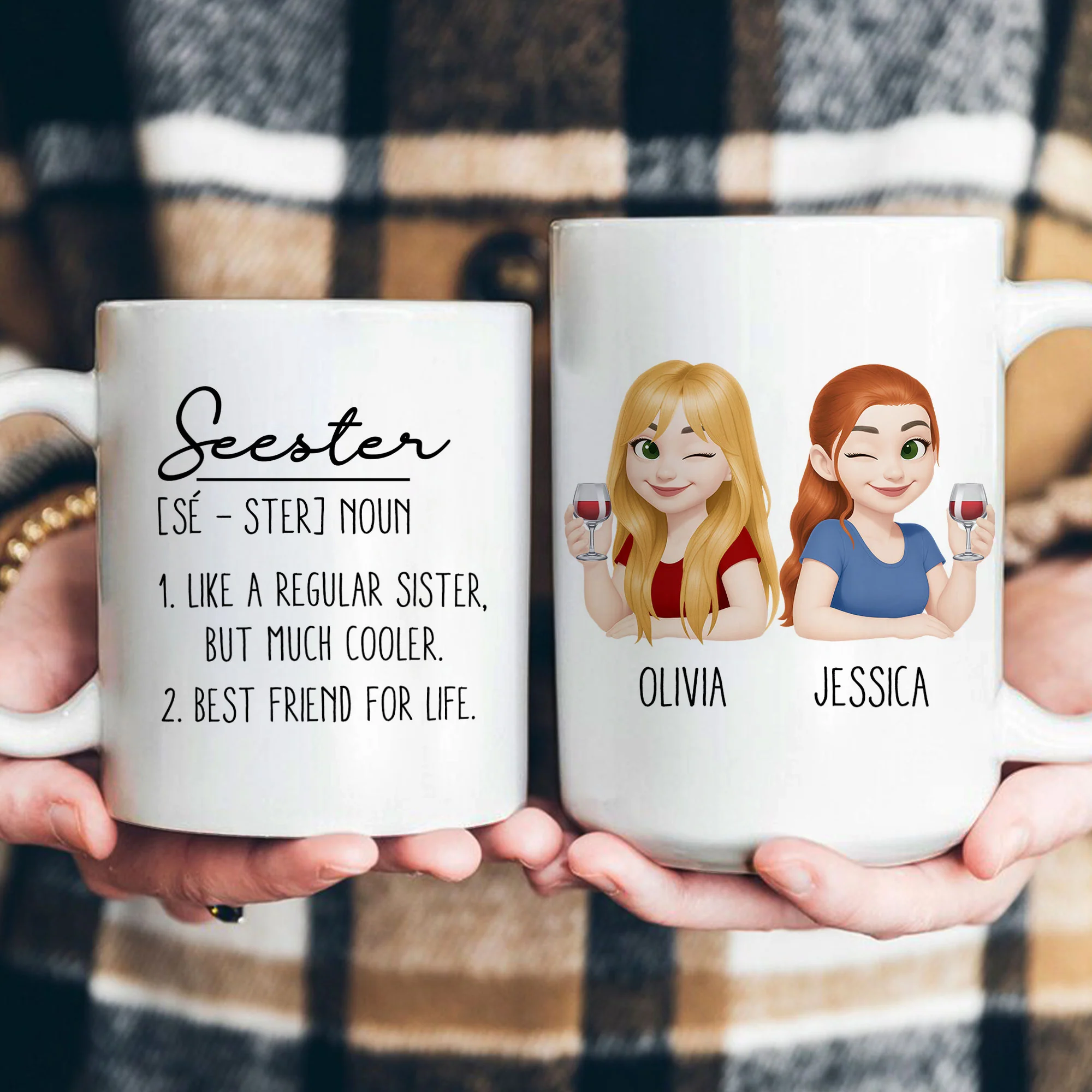 Seester Gift For Sister Definition Cute Cartoon - Personalized Mug - Image 4