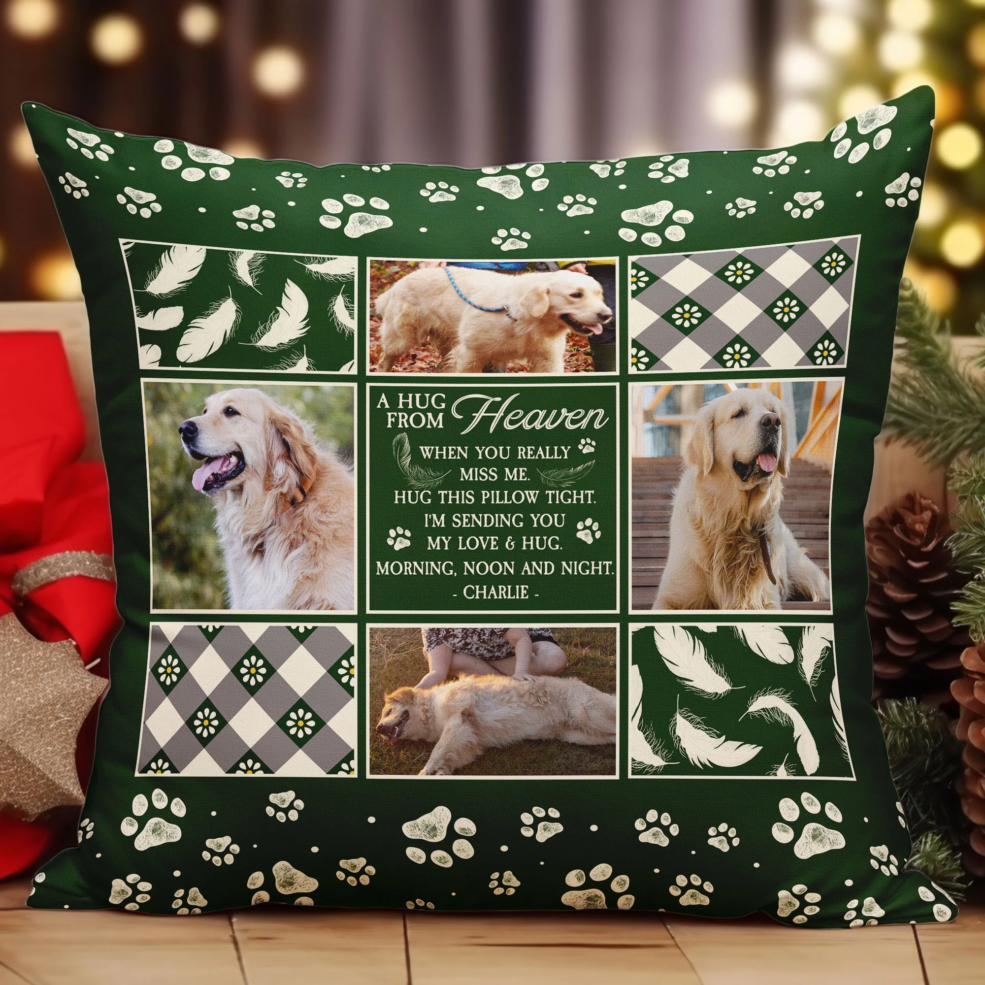 Sending A Hug From Heaven - Personalized Photo Pillow (Insert Included) - Image 2