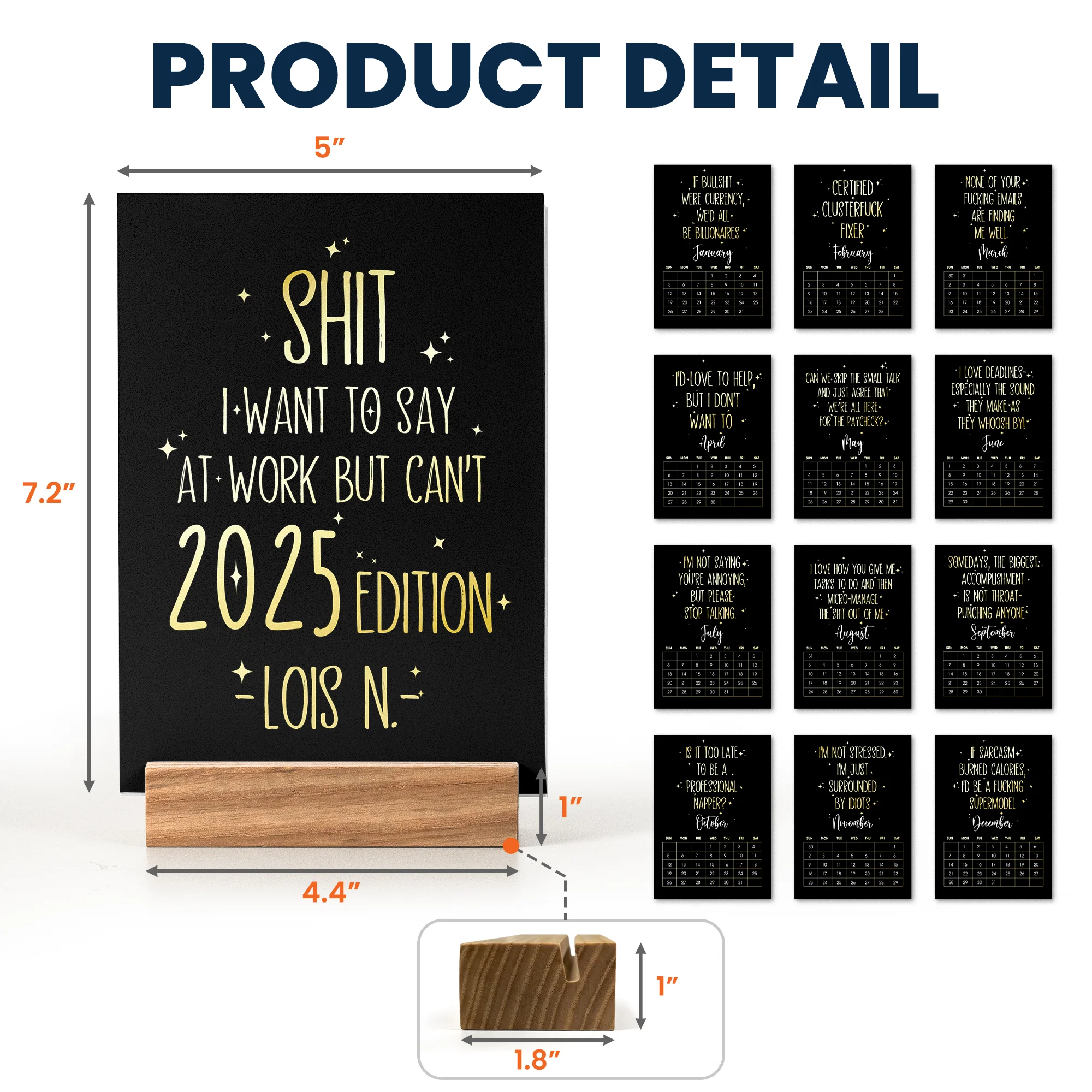 Sh*t I Want To Say At Work But Can't - Personalized Easel Calendar - Image 6