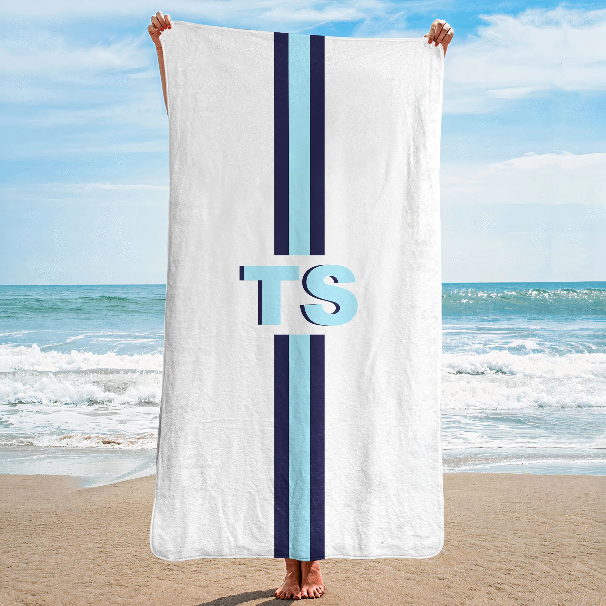 Shadow Monogram Letter Name - Personalized Beach Towel - Image 12