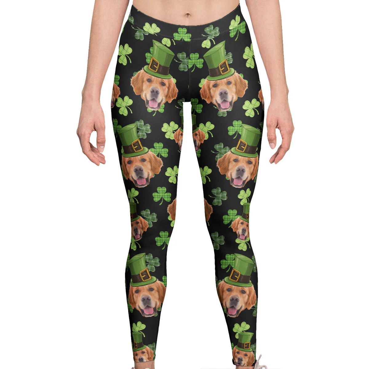 Shamrock Pet Face - Personalized Photo Leggings - Image 2